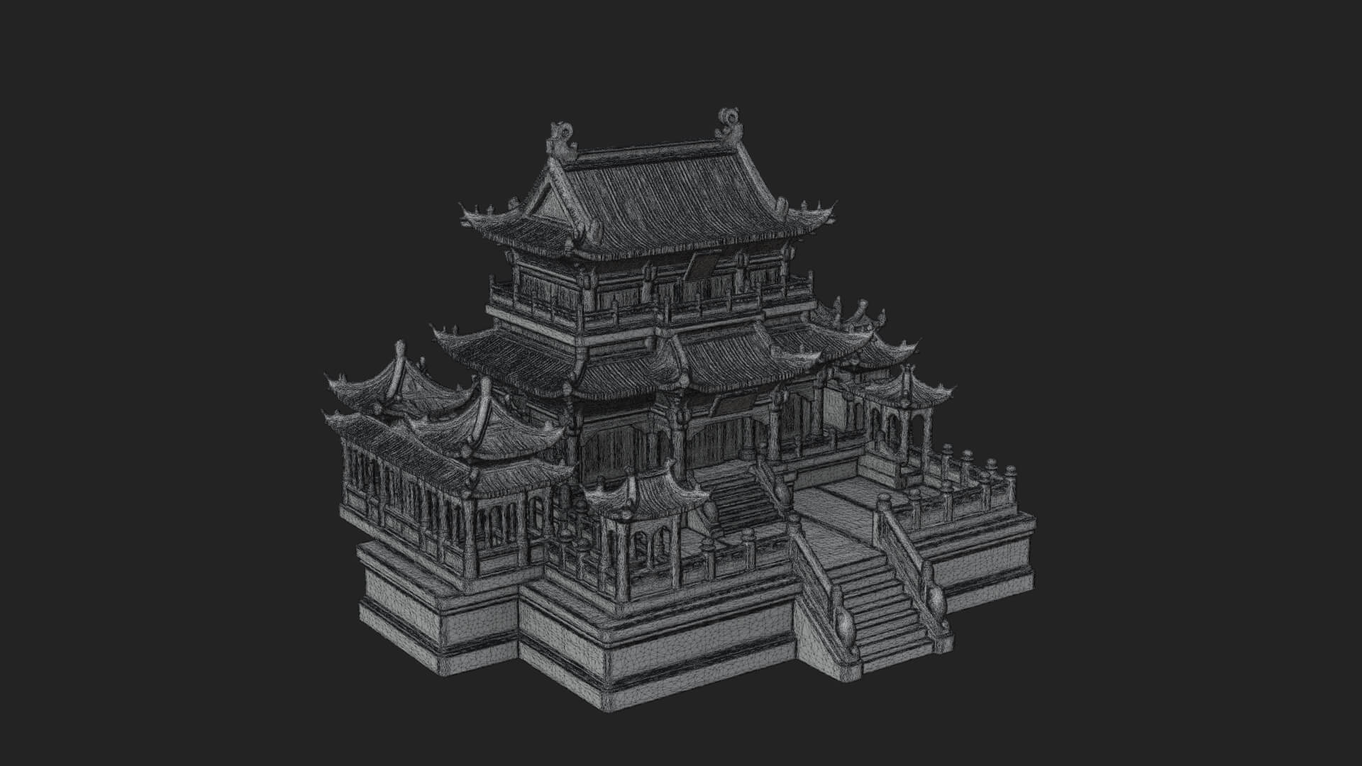 Tiered Pagoda Hall Temple Design 9 3D Print Model 3D Model
