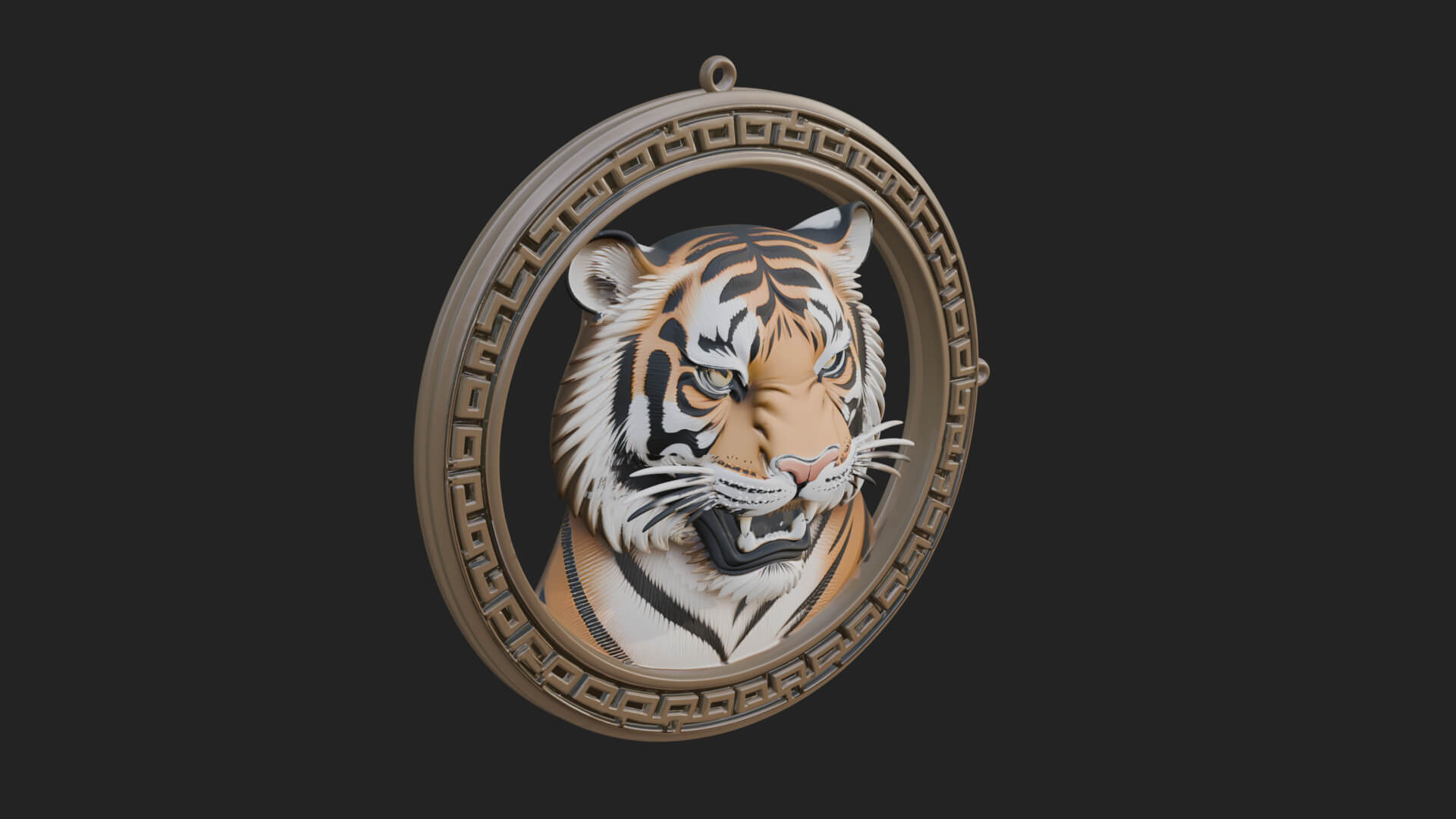 Tiger Head Oval Relief Plaque Design 1 3D Print Model 3D Model
