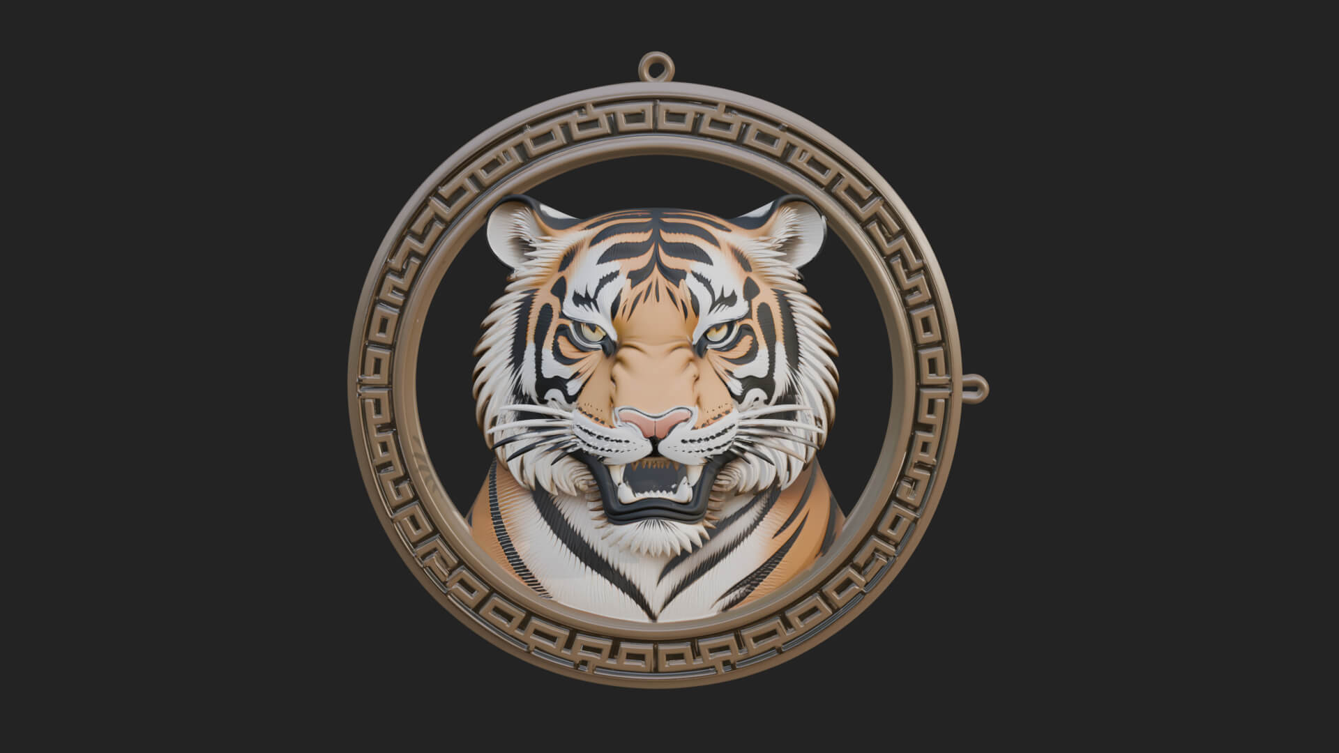 Tiger Head Oval Relief Plaque Design 1 3D Print Model 3D Model