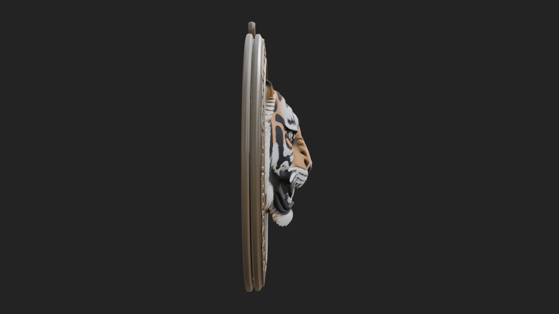 Tiger Head Oval Relief Plaque Design 1 3D Print Model 3D Model