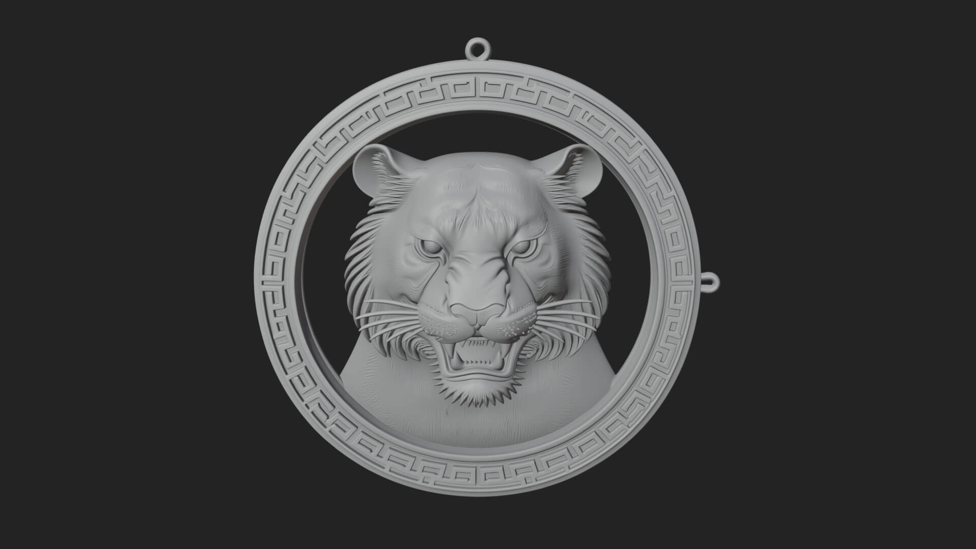 Tiger Head Oval Relief Plaque Design 1 3D Print Model 3D Model