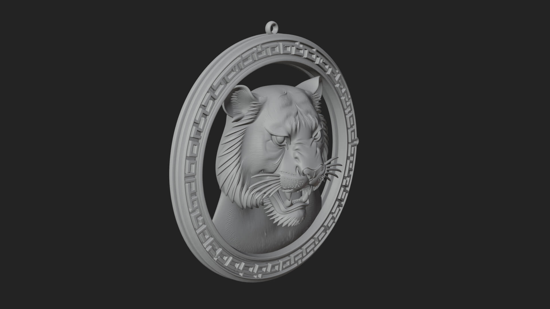 Tiger Head Oval Relief Plaque Design 1 3D Print Model 3D Model