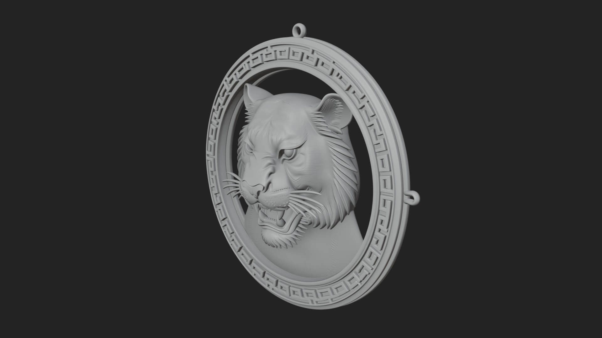 Tiger Head Oval Relief Plaque Design 1 3D Print Model 3D Model