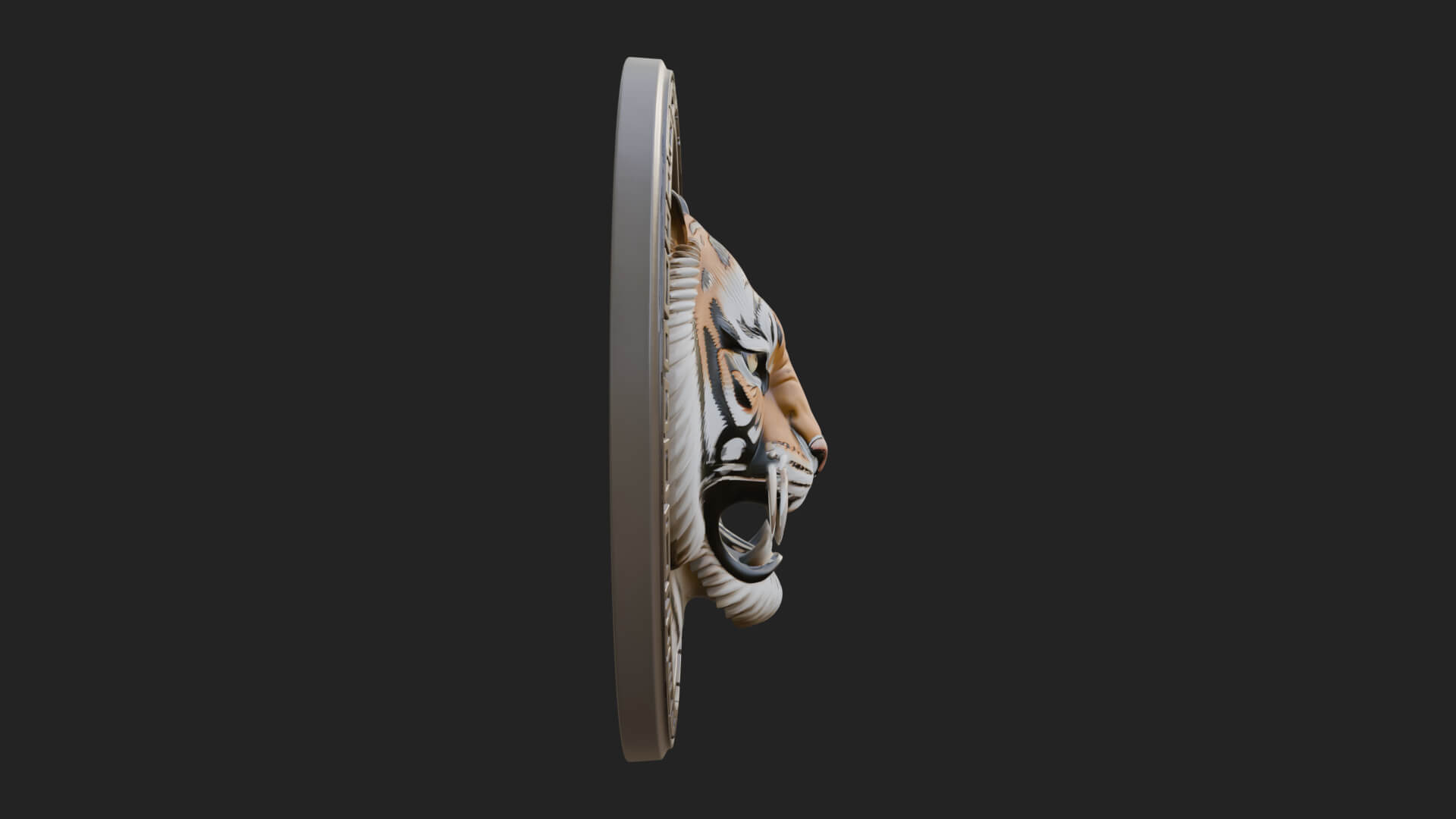 Tiger Head Oval Relief Plaque Design 2 3D Print Model 3D Model