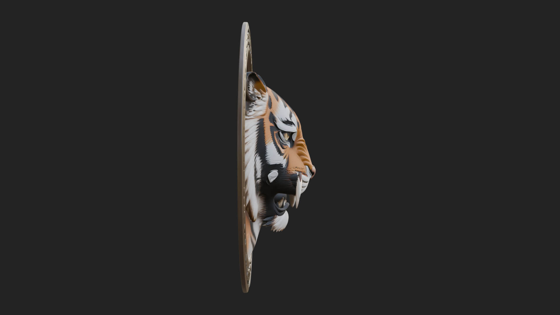 Tiger Head Oval Relief Plaque Design 3 3D Print Model 3D Model