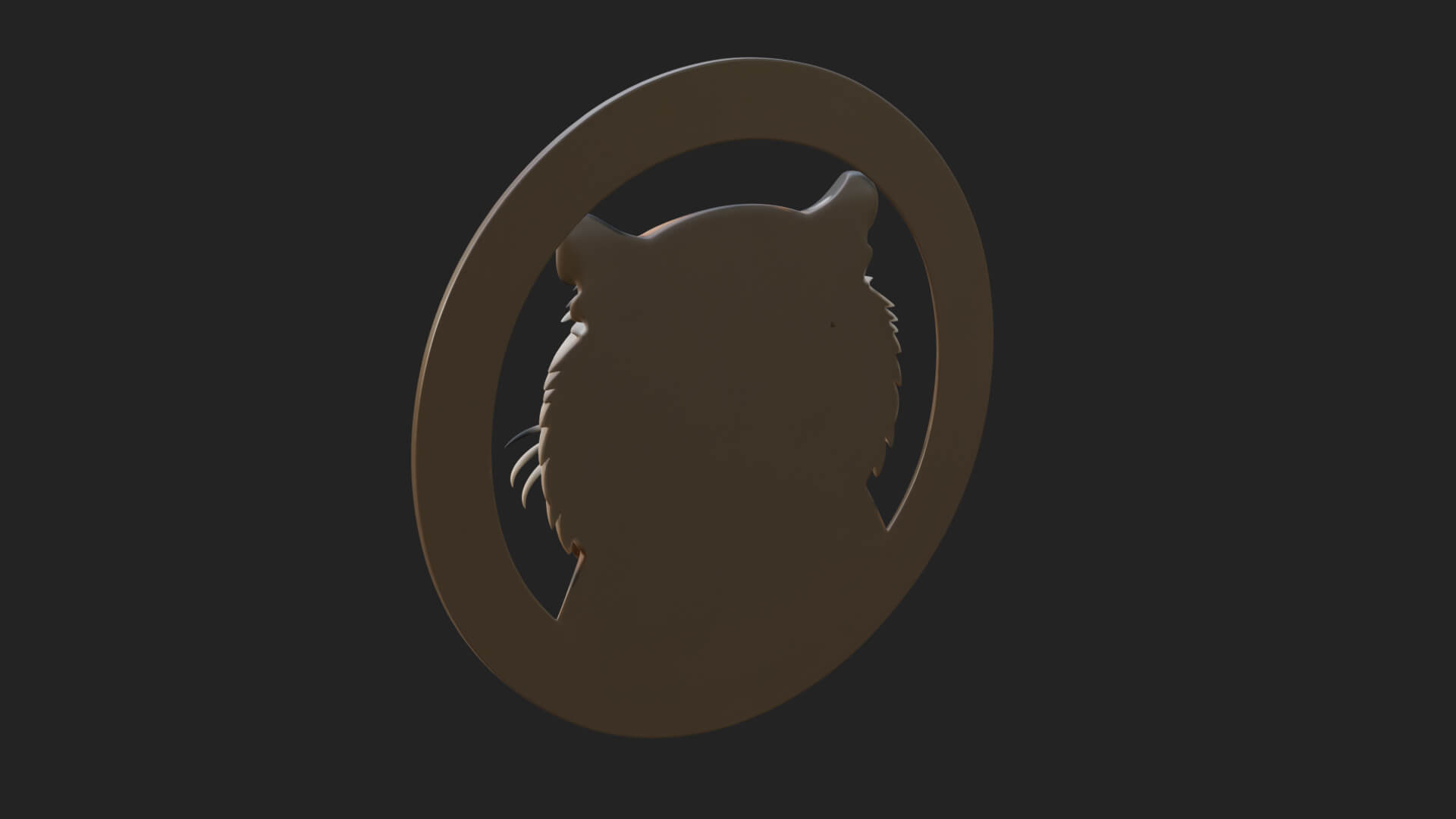 Tiger Head Oval Relief Plaque Design 3 3D Print Model 3D Model