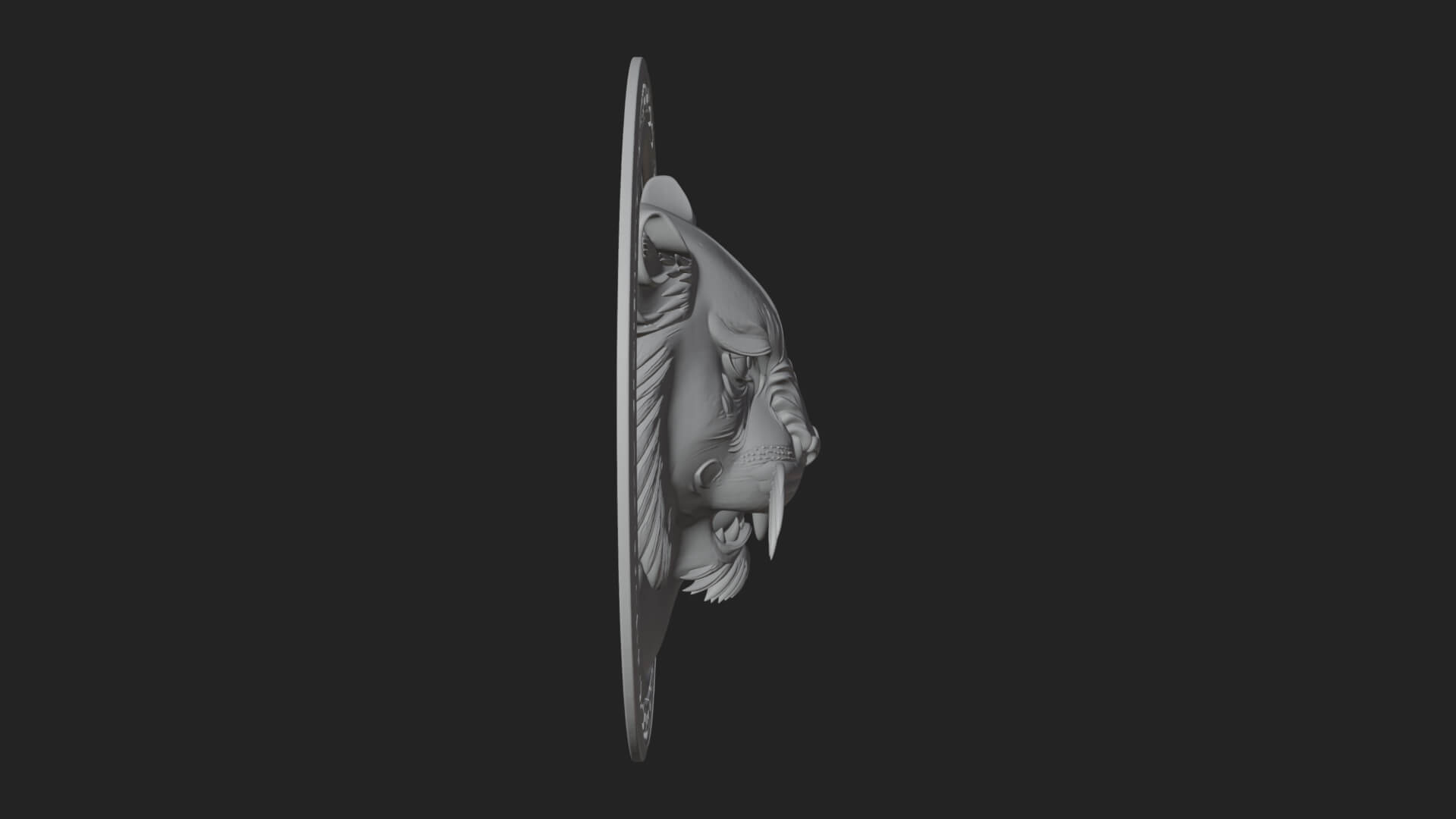 Tiger Head Oval Relief Plaque Design 3 3D Print Model 3D Model