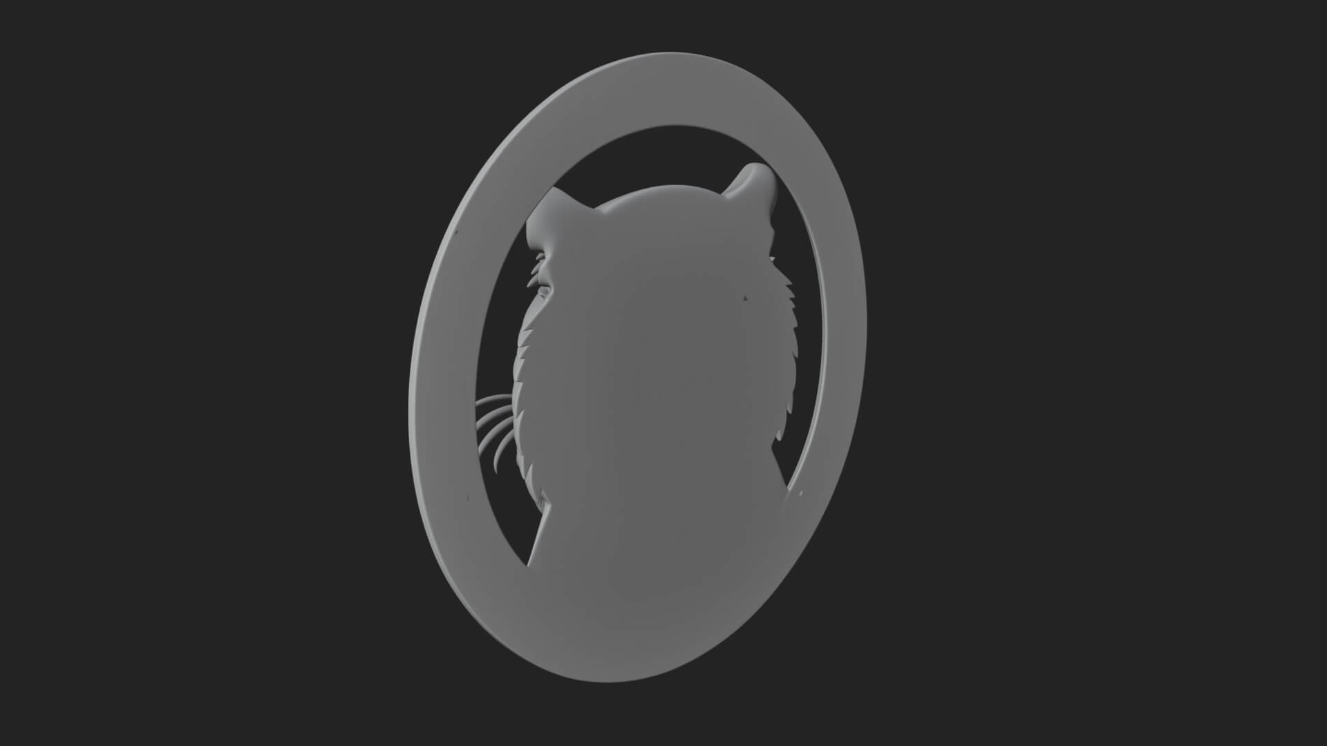 Tiger Head Oval Relief Plaque Design 3 3D Print Model 3D Model