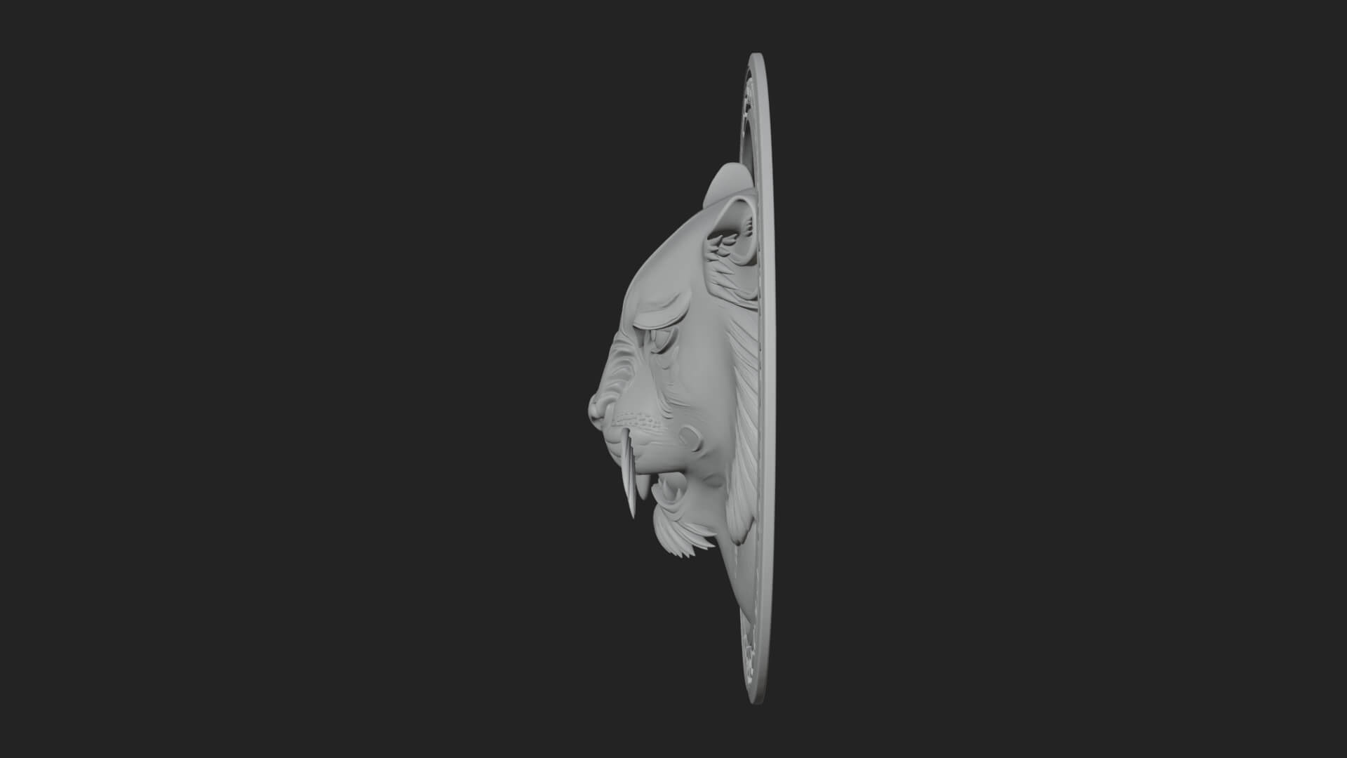 Tiger Head Oval Relief Plaque Design 3 3D Print Model 3D Model