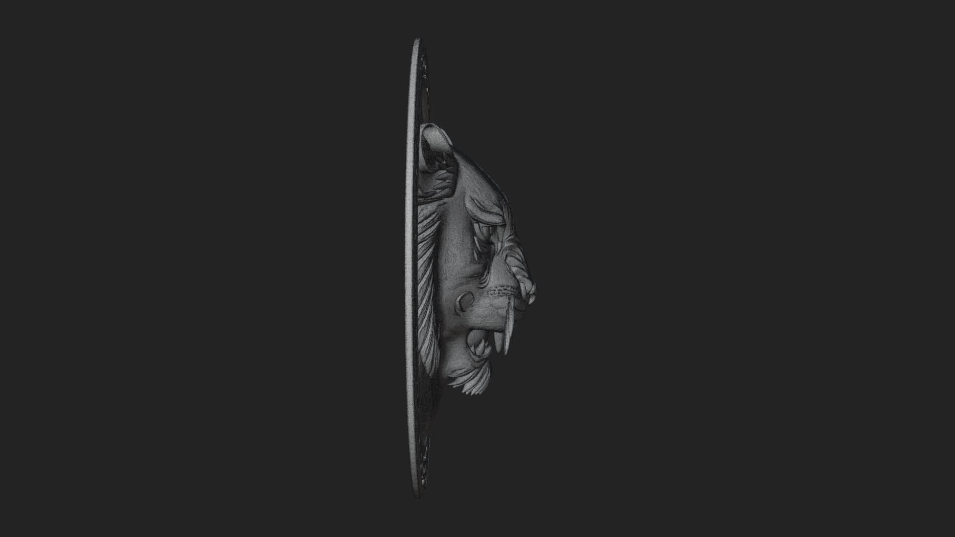 Tiger Head Oval Relief Plaque Design 3 3D Print Model 3D Model
