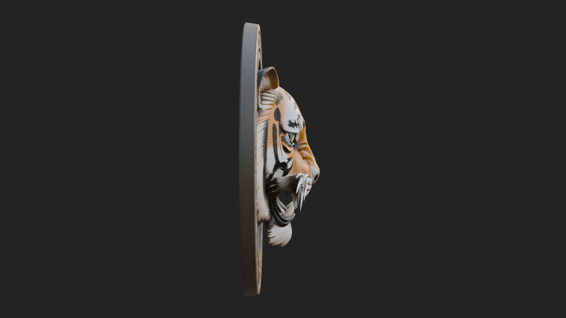 Tiger Head Oval Relief Plaque Design 4 3D Print Model 3D Model