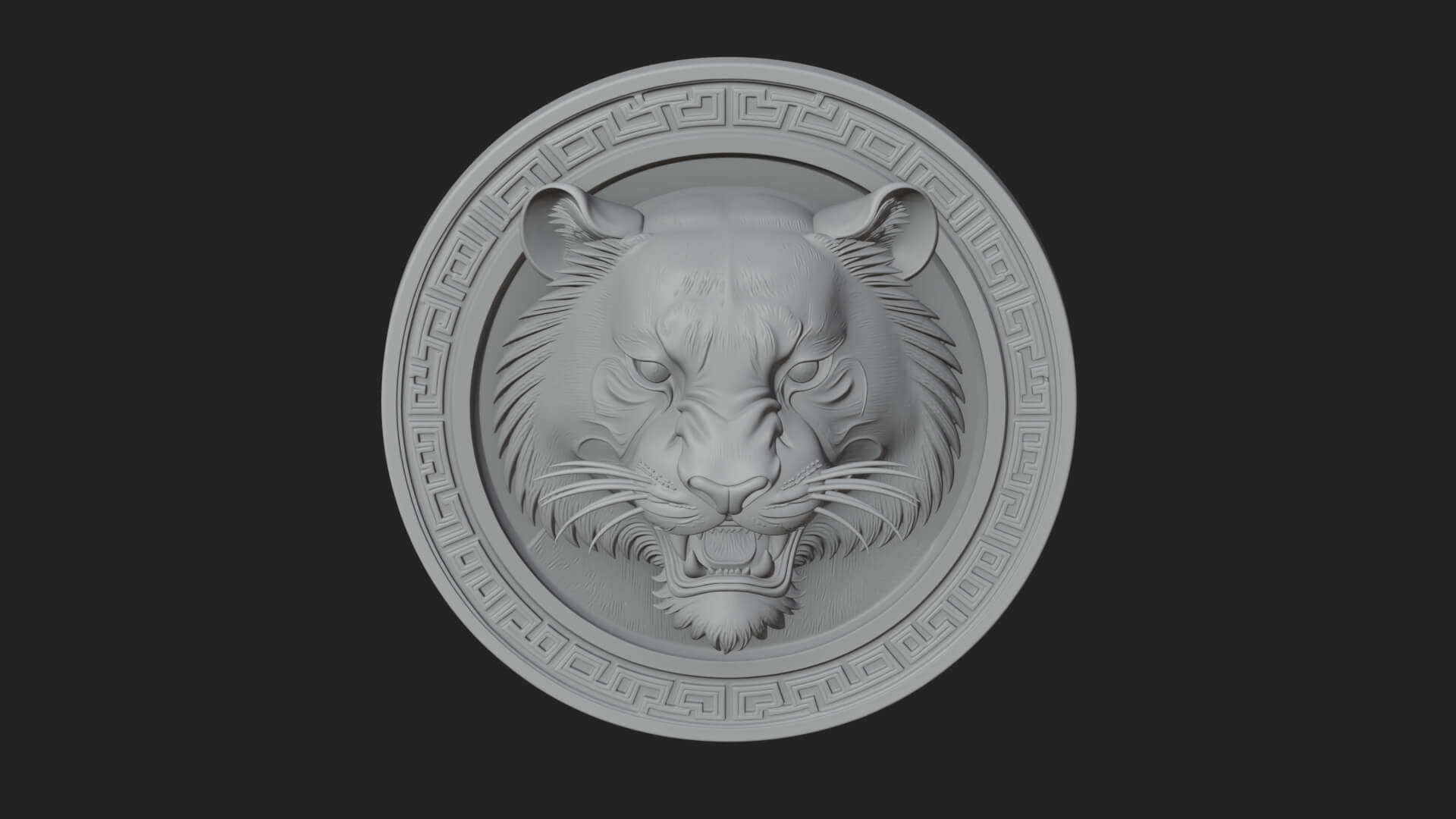 Tiger Head Oval Relief Plaque Design 4 3D Print Model 3D Model
