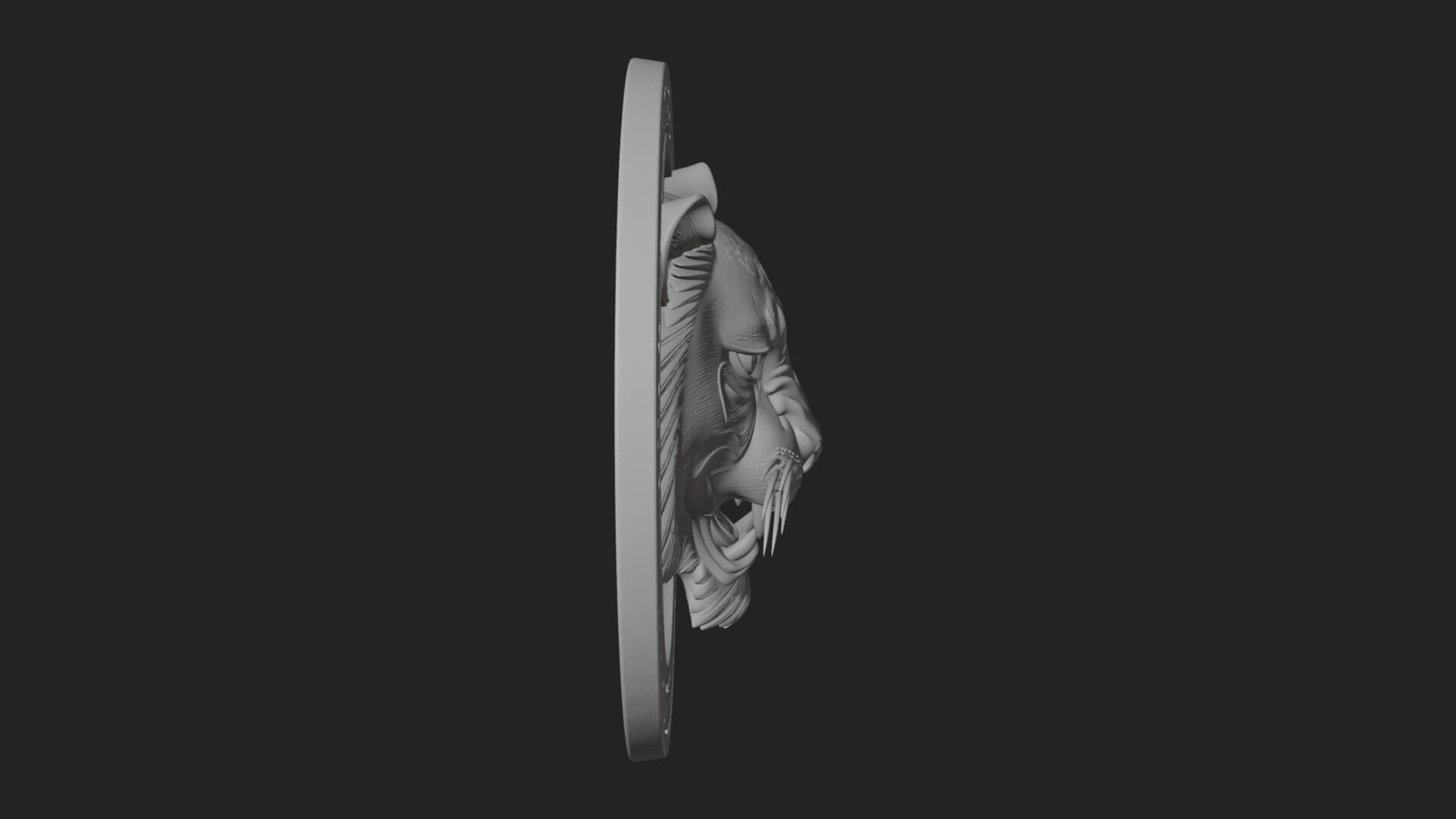 Tiger Head Oval Relief Plaque Design 4 3D Print Model 3D Model