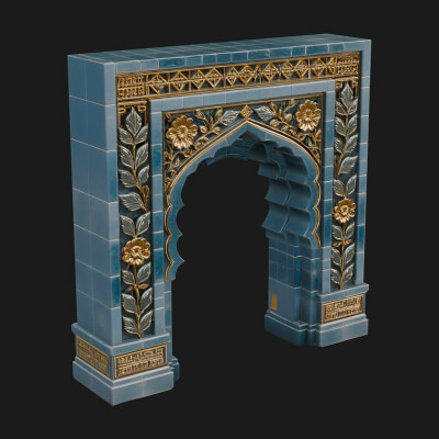 Tiled Mosque Arch Design 1 3D Print Model