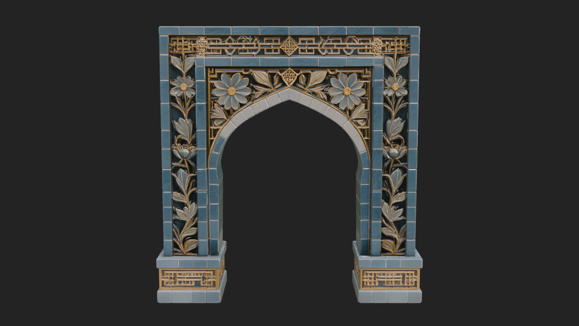 Tiled Mosque Arch Design 2 3D Print Model 3D Model
