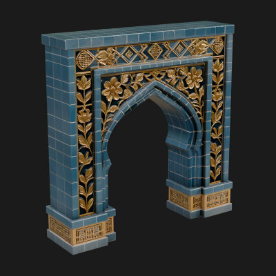 Tiled Mosque Arch Design 3 3D Print Model