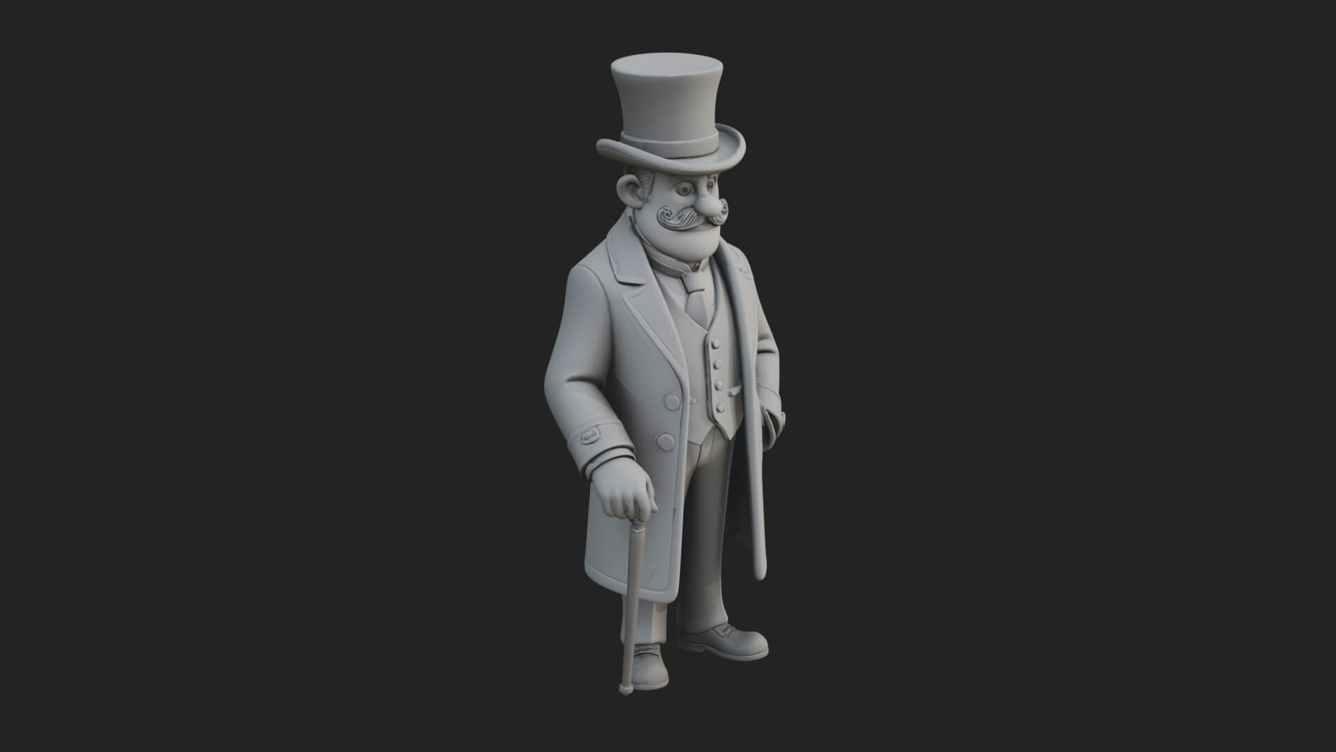 Top Hat Gentleman Statue Design 1 3D Print Model 3D Model