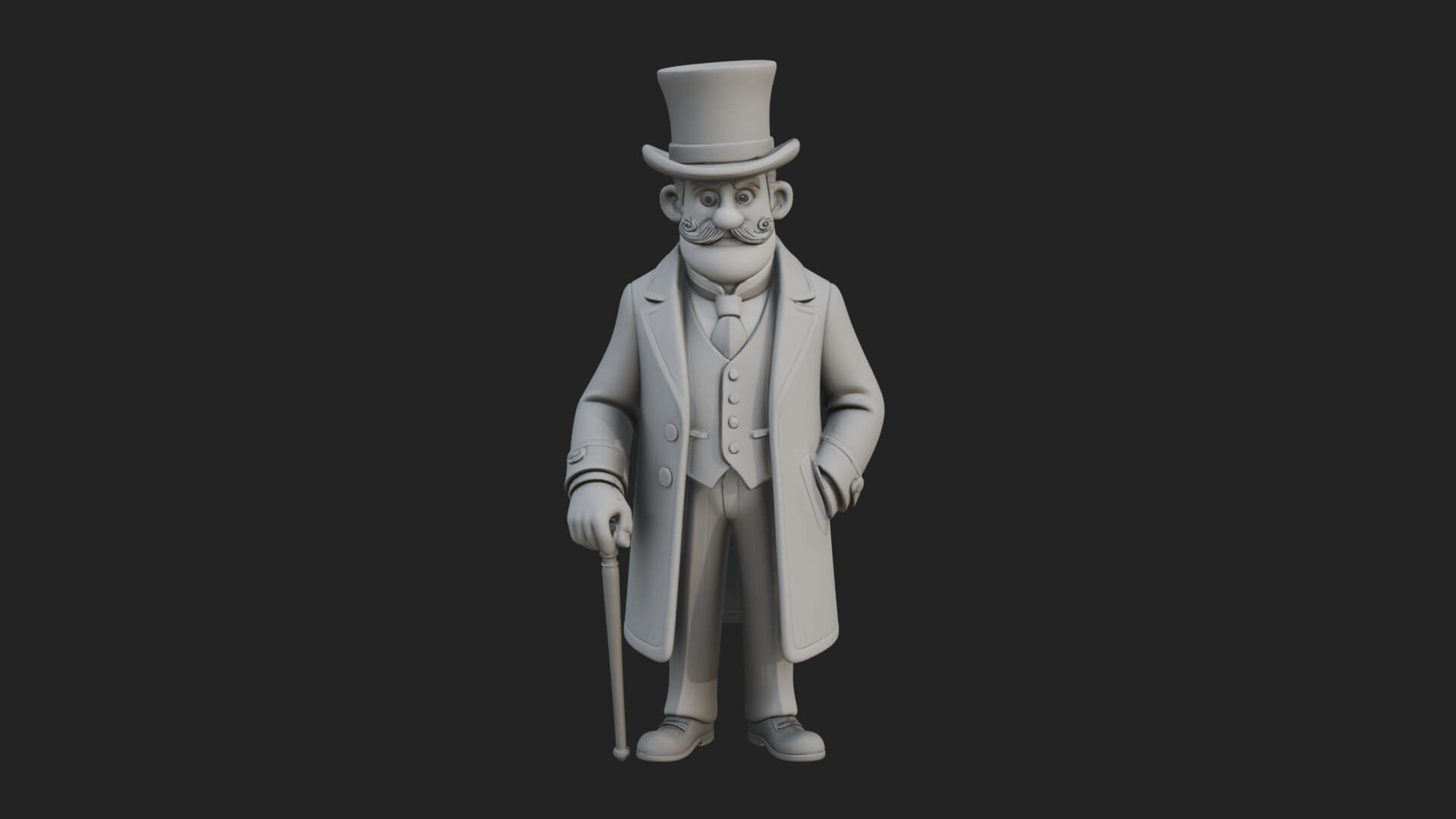Top Hat Gentleman Statue Design 1 3D Print Model 3D Model