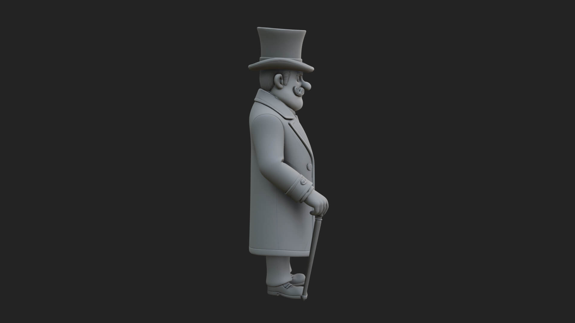 Top Hat Gentleman Statue Design 1 3D Print Model 3D Model