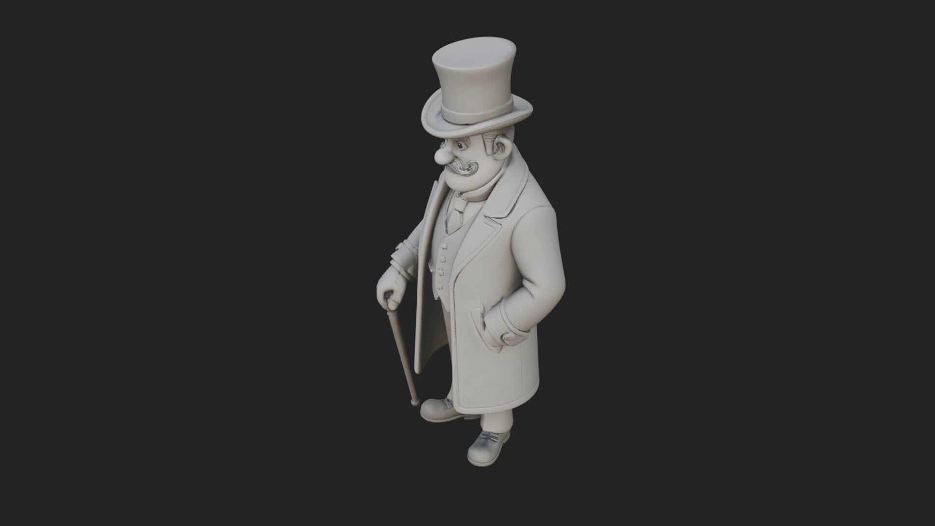 Top Hat Gentleman Statue Design 1 3D Print Model 3D Model