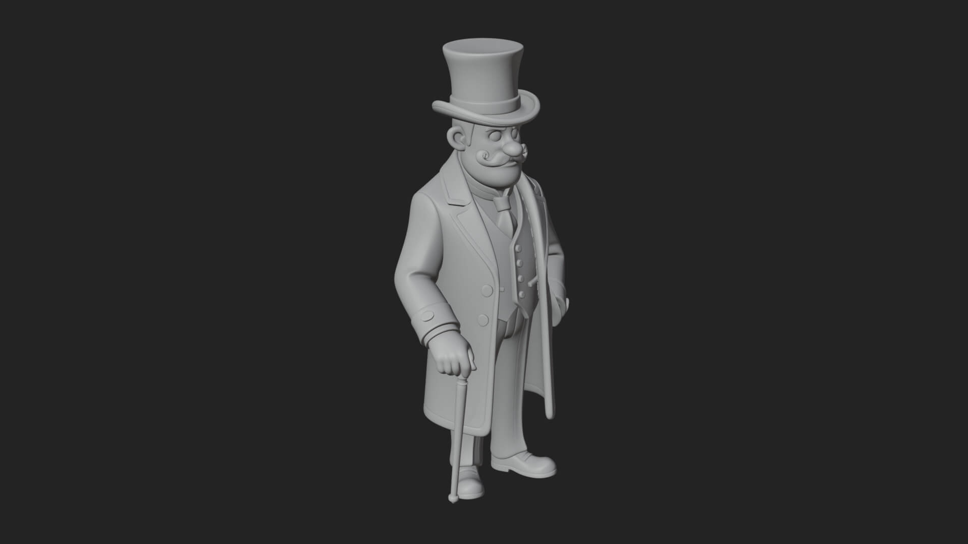 Top Hat Gentleman Statue Design 1 3D Print Model 3D Model