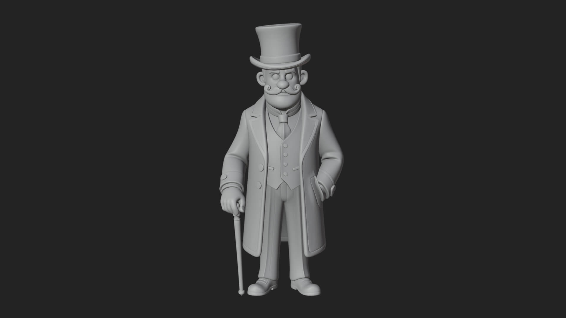 Top Hat Gentleman Statue Design 1 3D Print Model 3D Model