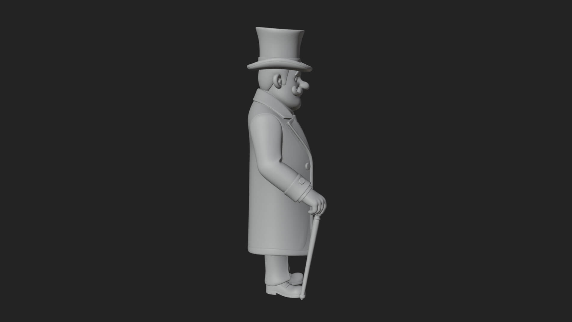 Top Hat Gentleman Statue Design 1 3D Print Model 3D Model