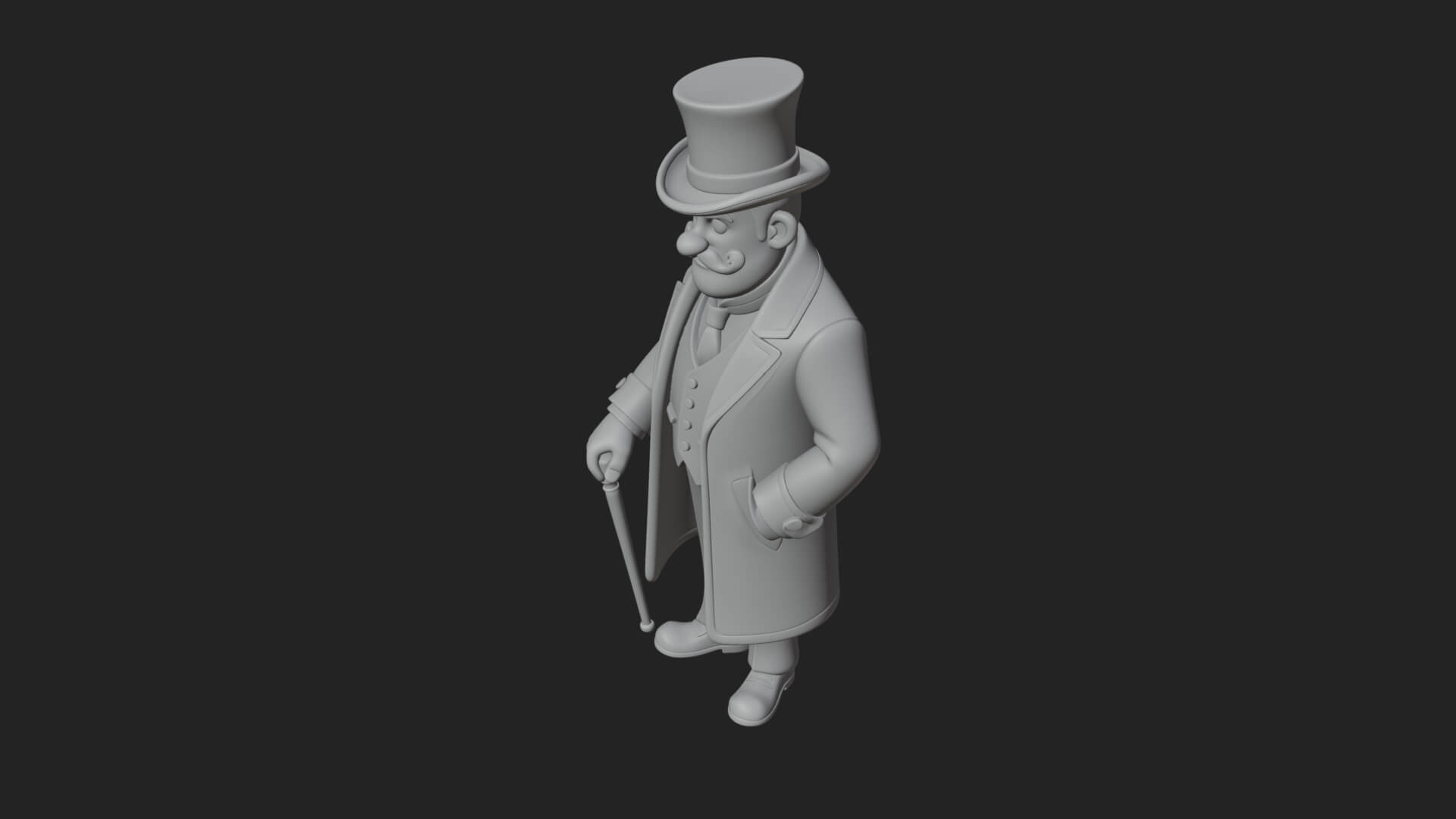 Top Hat Gentleman Statue Design 1 3D Print Model 3D Model
