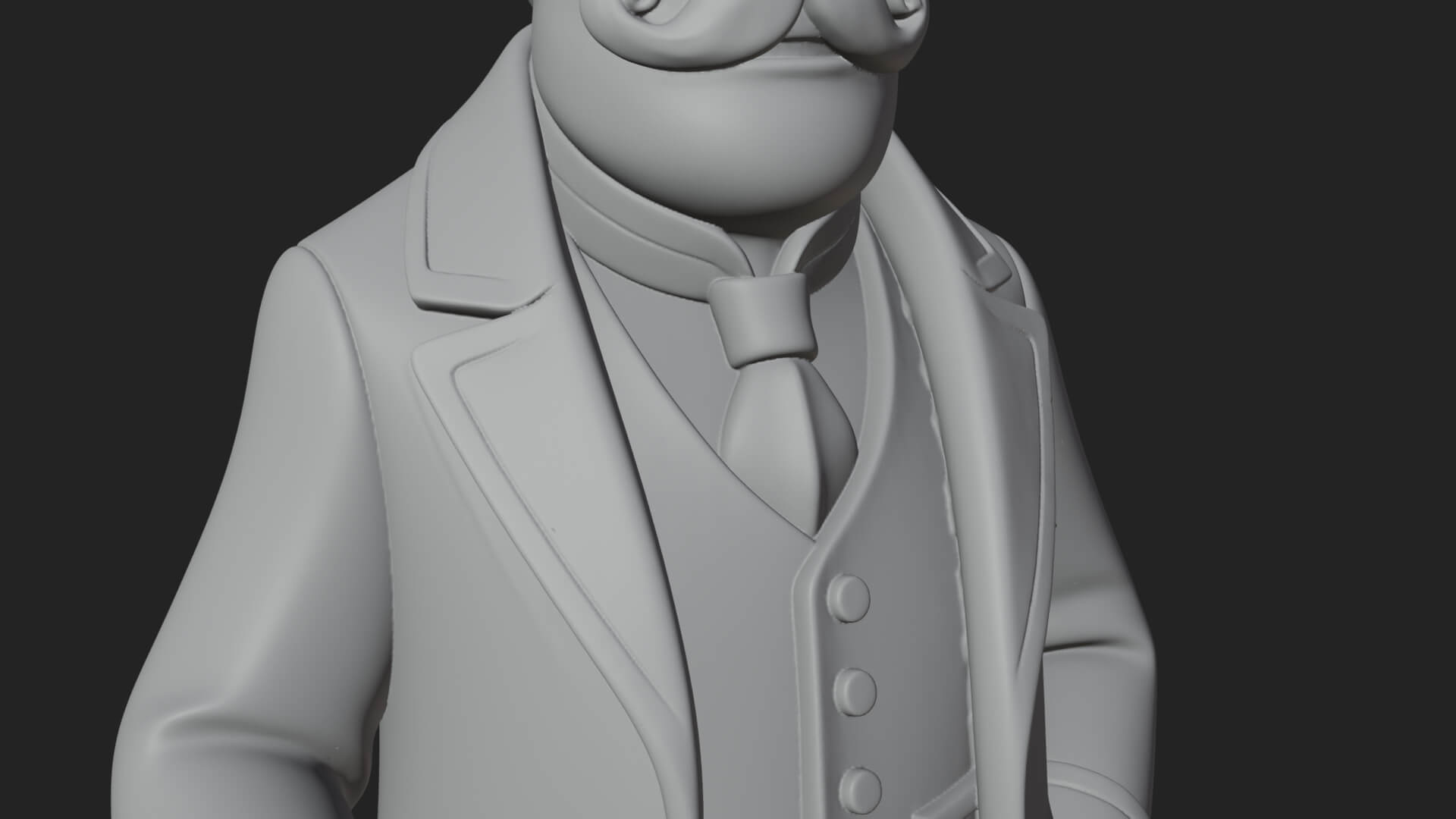Top Hat Gentleman Statue Design 1 3D Print Model 3D Model