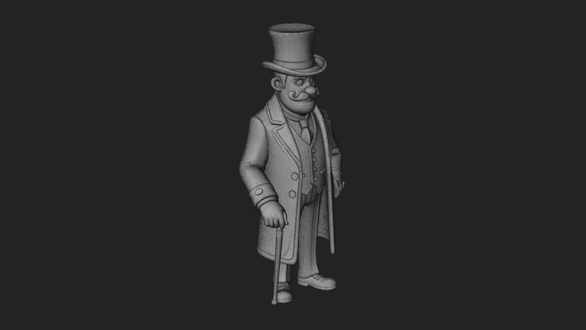 Top Hat Gentleman Statue Design 1 3D Print Model 3D Model