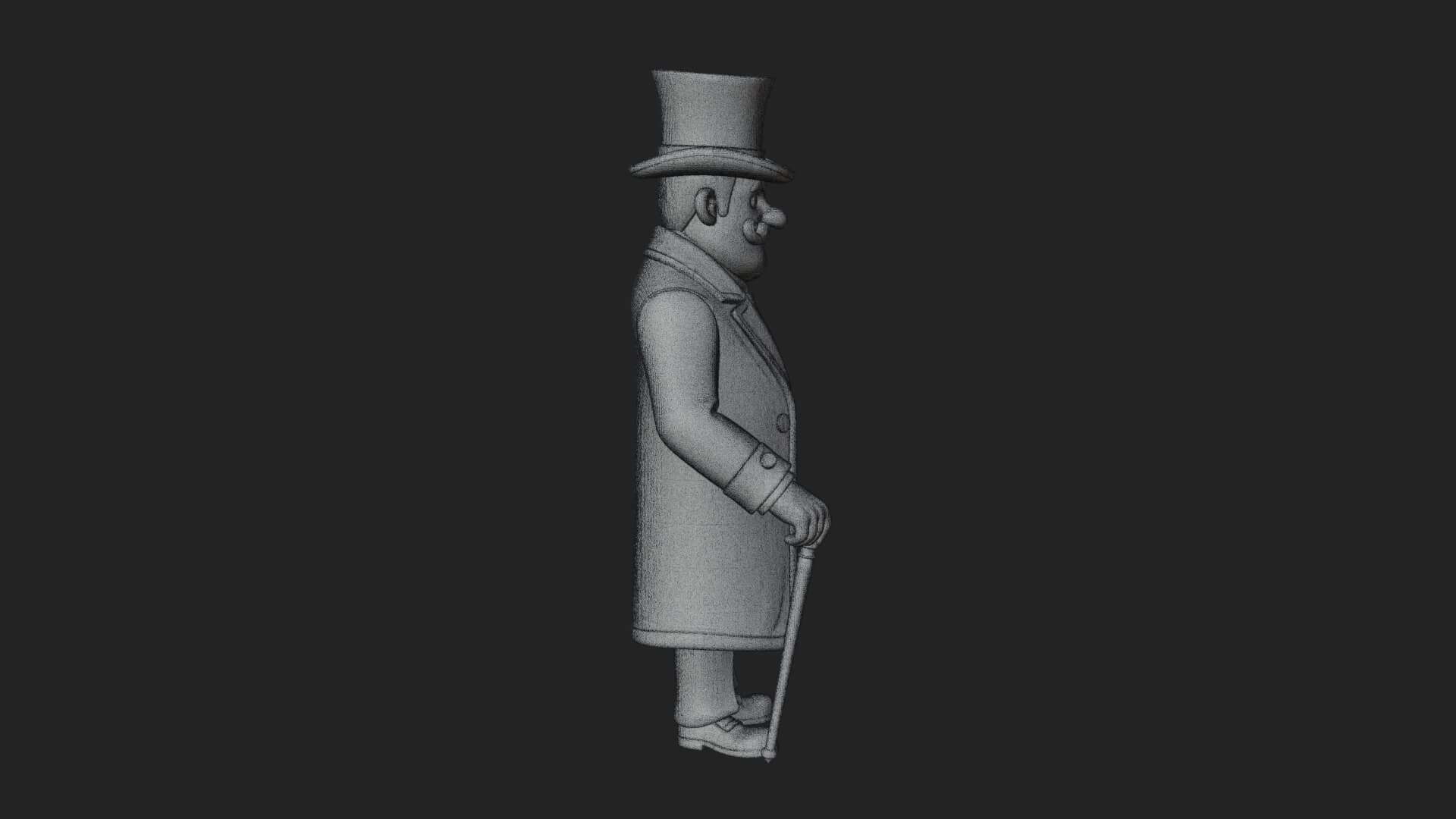 Top Hat Gentleman Statue Design 1 3D Print Model 3D Model