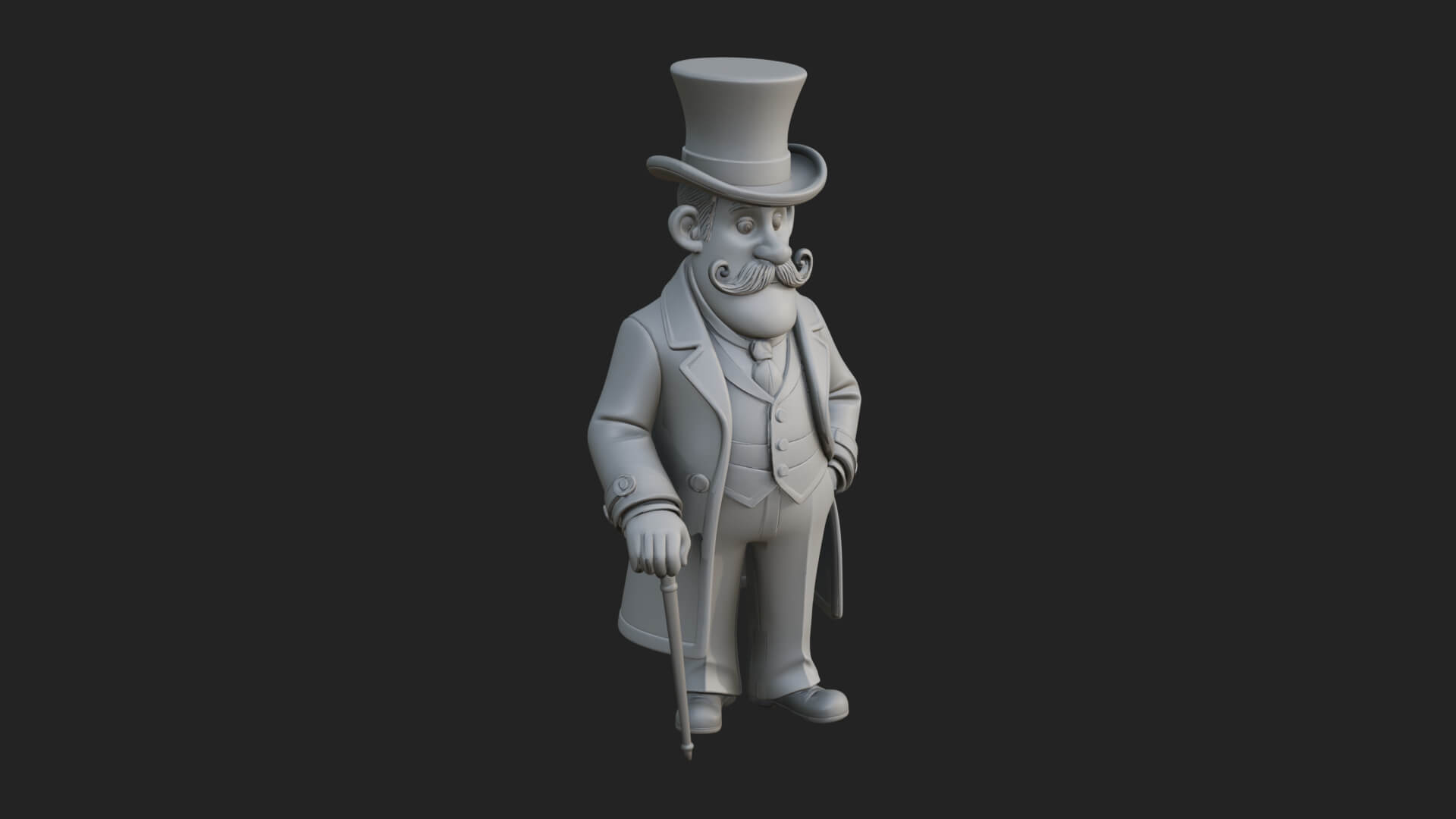 Top Hat Gentleman Statue Design 2 3D Print Model 3D Model