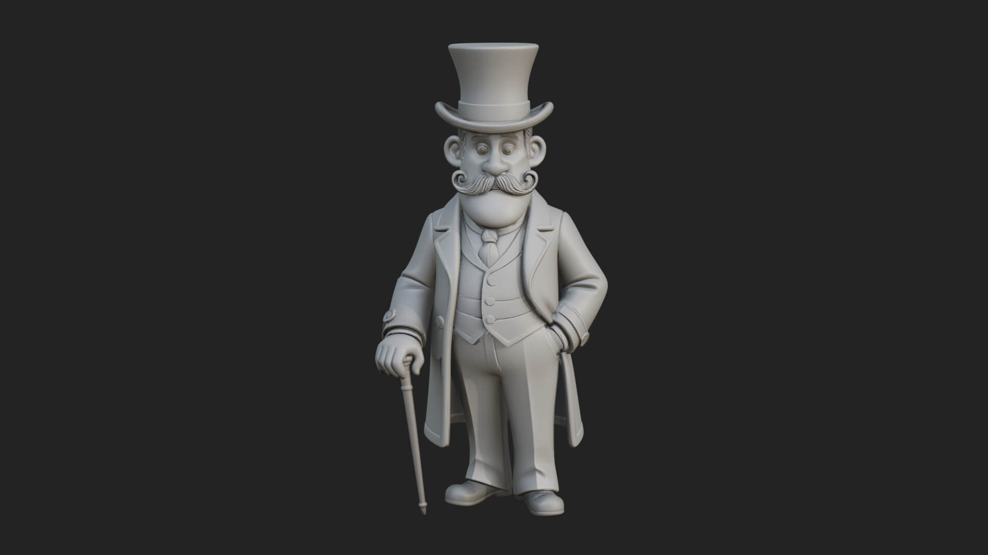 Top Hat Gentleman Statue Design 2 3D Print Model 3D Model