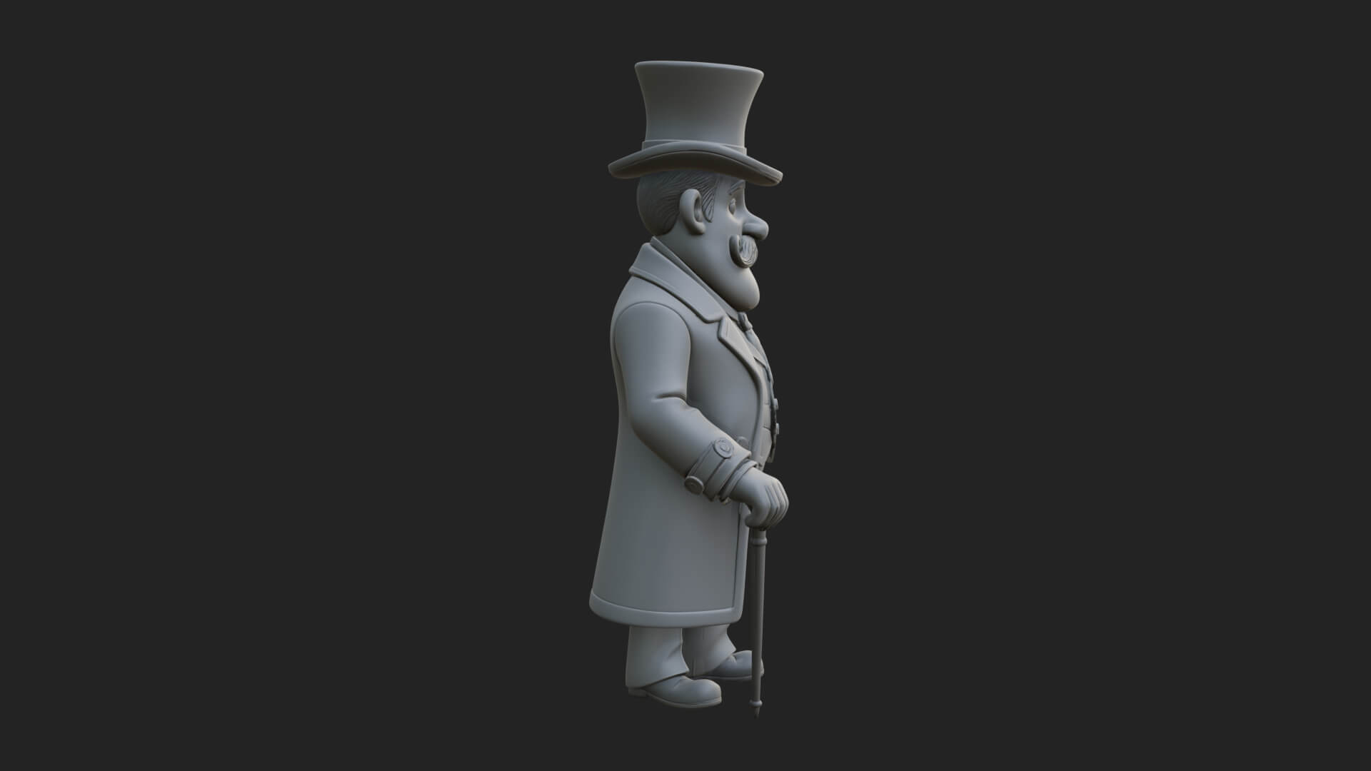 Top Hat Gentleman Statue Design 2 3D Print Model 3D Model