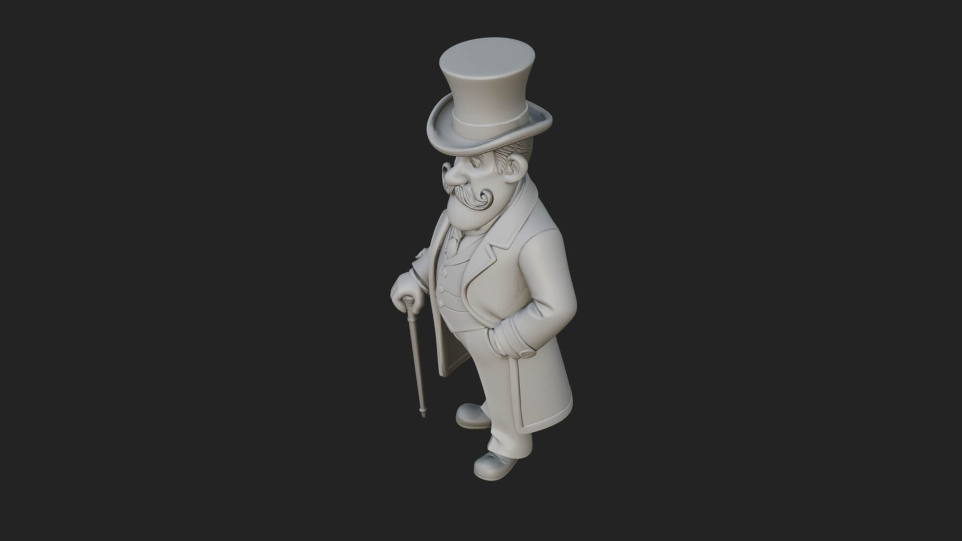Top Hat Gentleman Statue Design 2 3D Print Model 3D Model