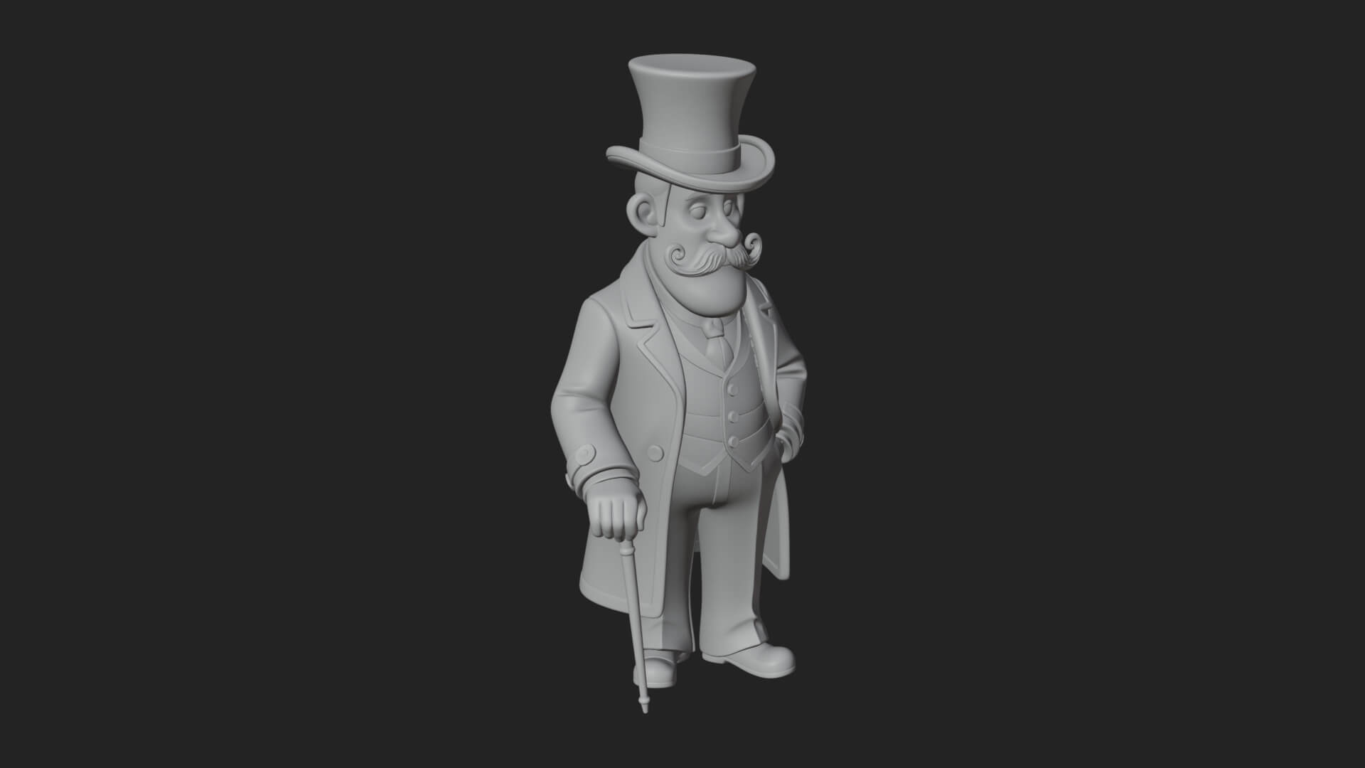 Top Hat Gentleman Statue Design 2 3D Print Model 3D Model