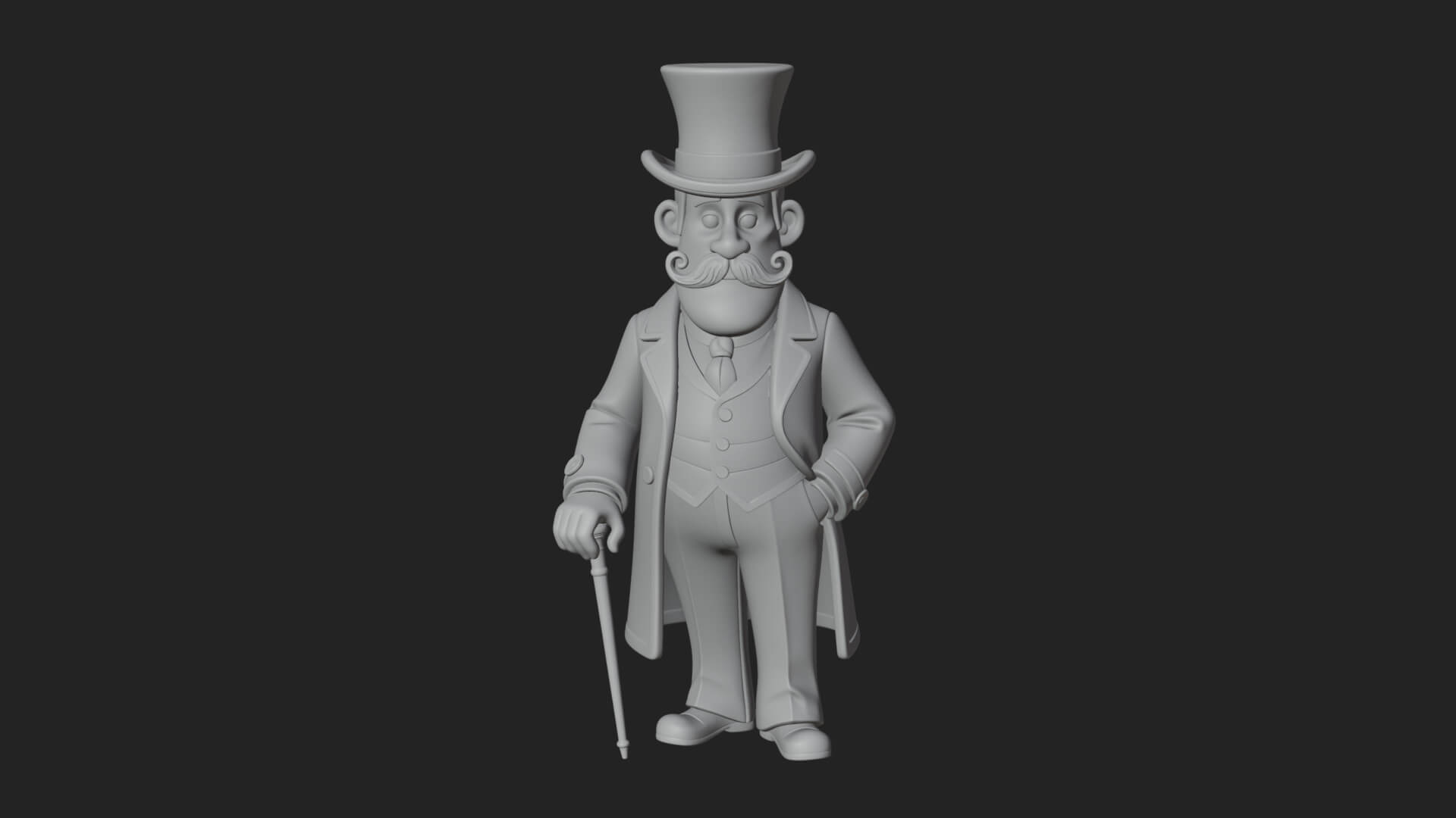 Top Hat Gentleman Statue Design 2 3D Print Model 3D Model