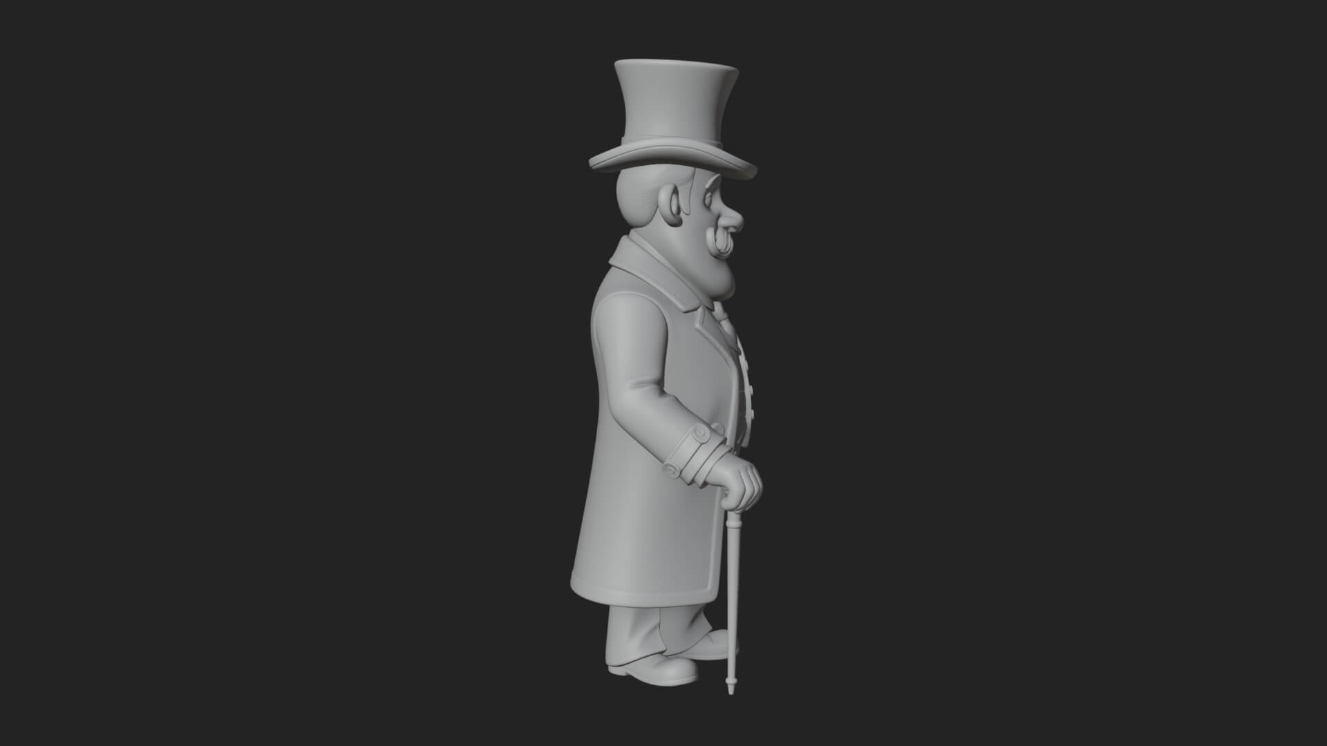 Top Hat Gentleman Statue Design 2 3D Print Model 3D Model