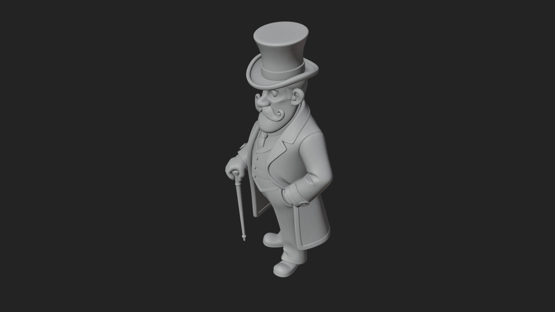 Top Hat Gentleman Statue Design 2 3D Print Model 3D Model