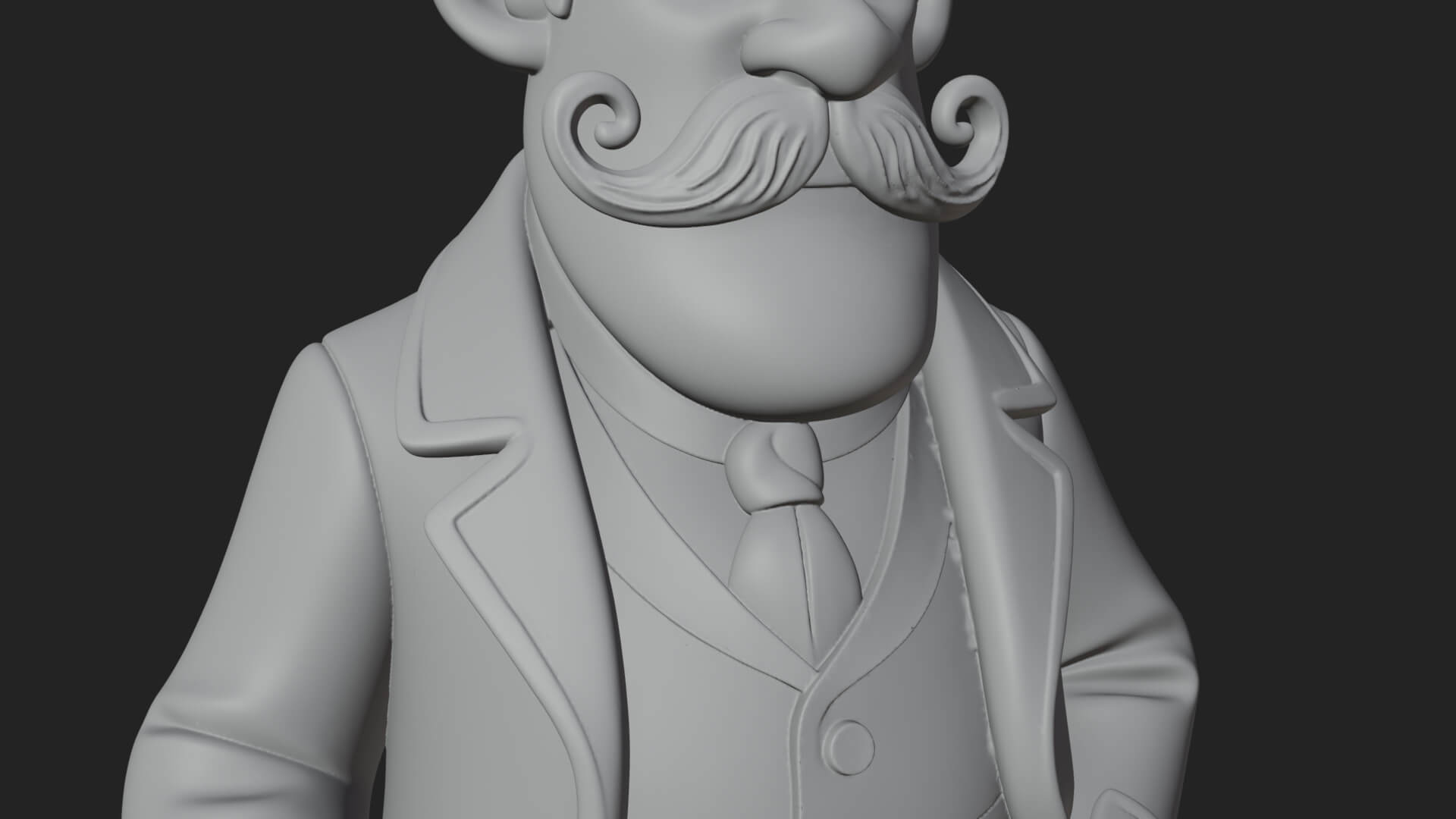 Top Hat Gentleman Statue Design 2 3D Print Model 3D Model
