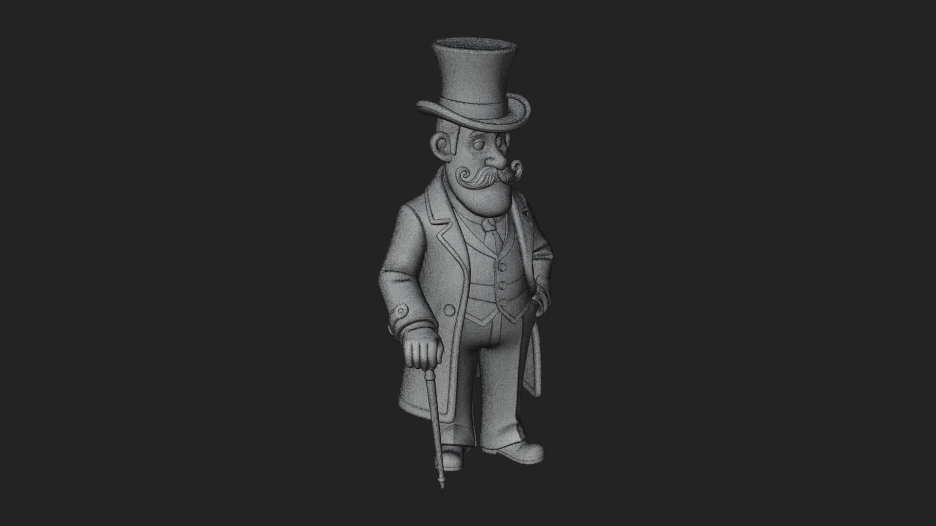 Top Hat Gentleman Statue Design 2 3D Print Model 3D Model
