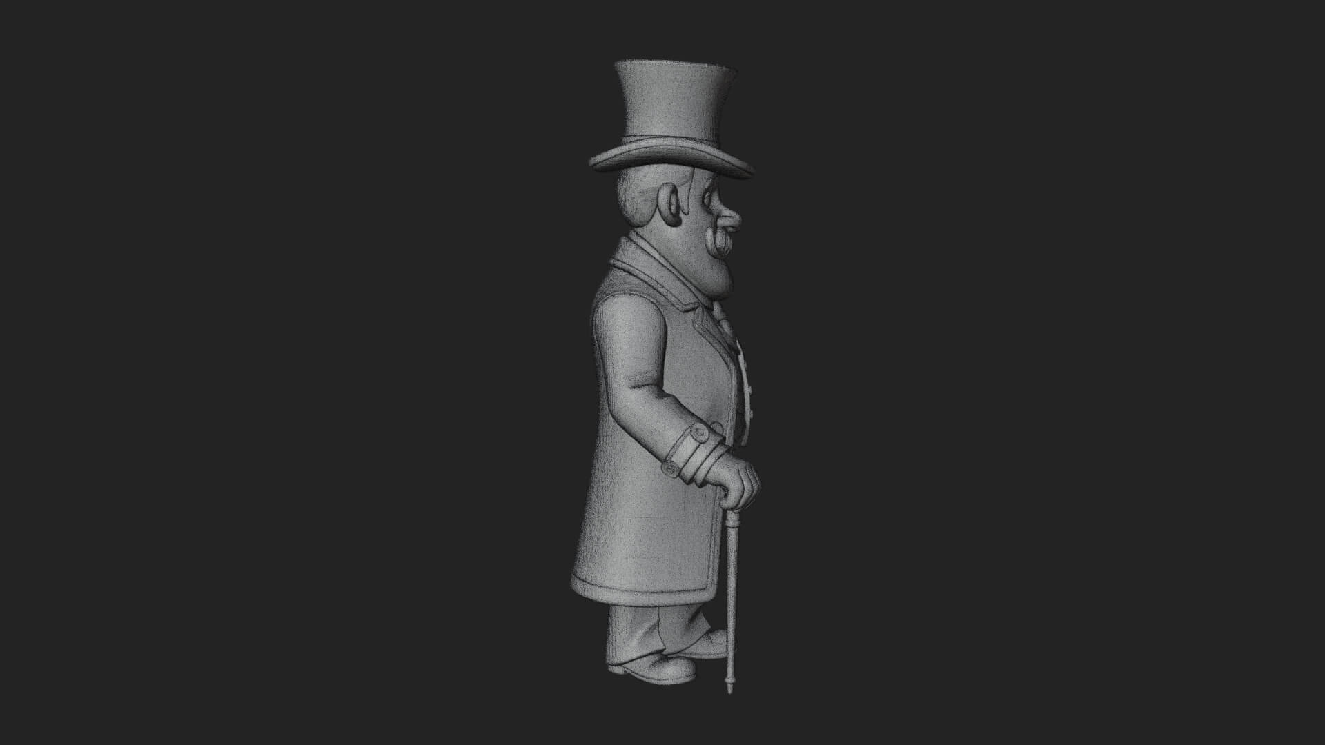 Top Hat Gentleman Statue Design 2 3D Print Model 3D Model