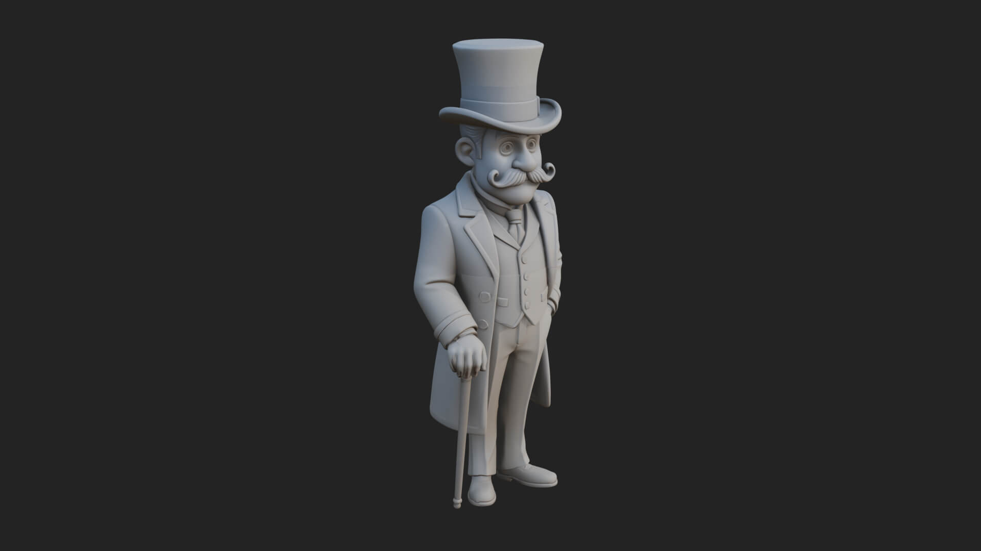 Top Hat Gentleman Statue Design 3 3D Print Model 3D Model