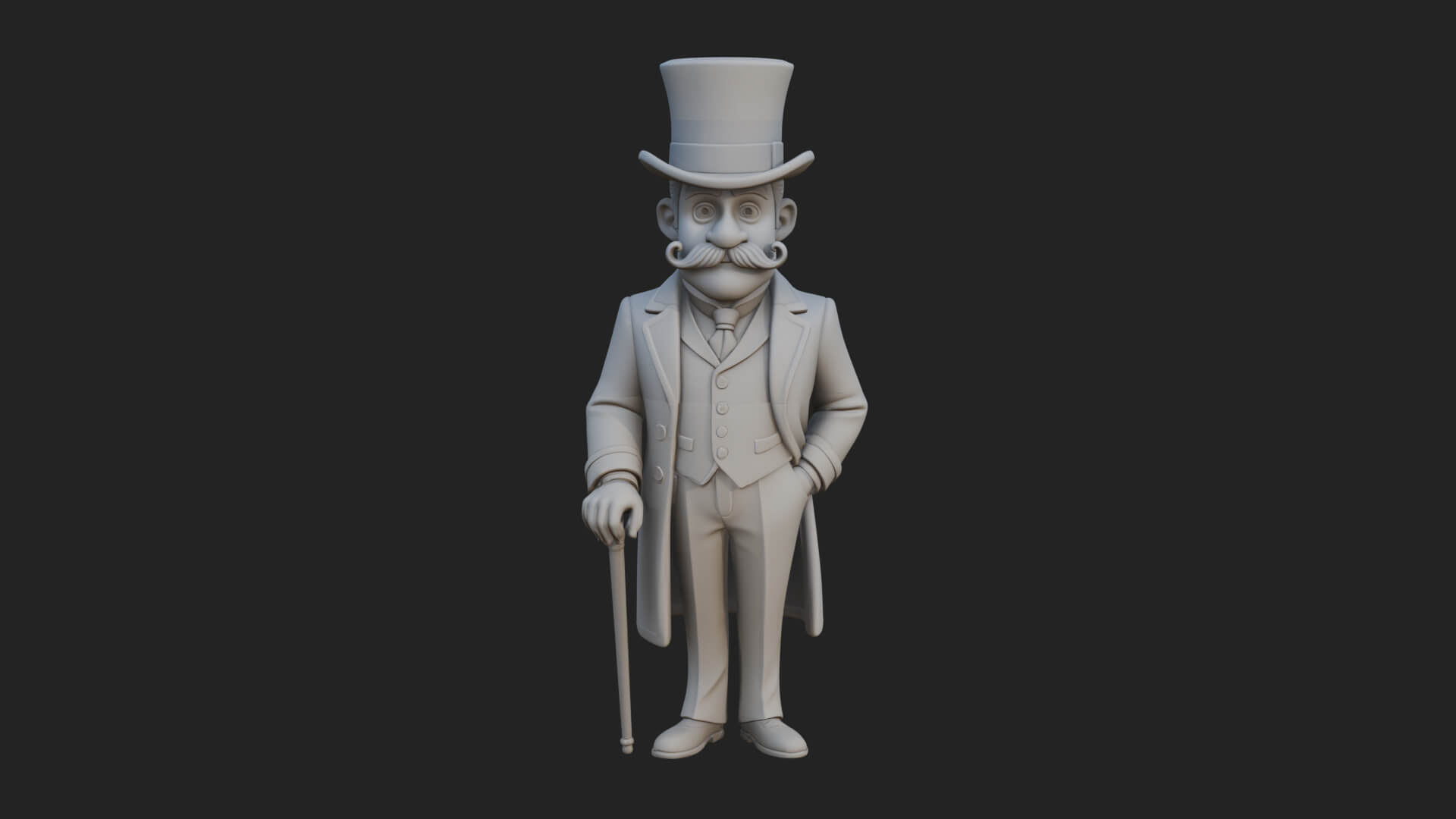 Top Hat Gentleman Statue Design 3 3D Print Model 3D Model