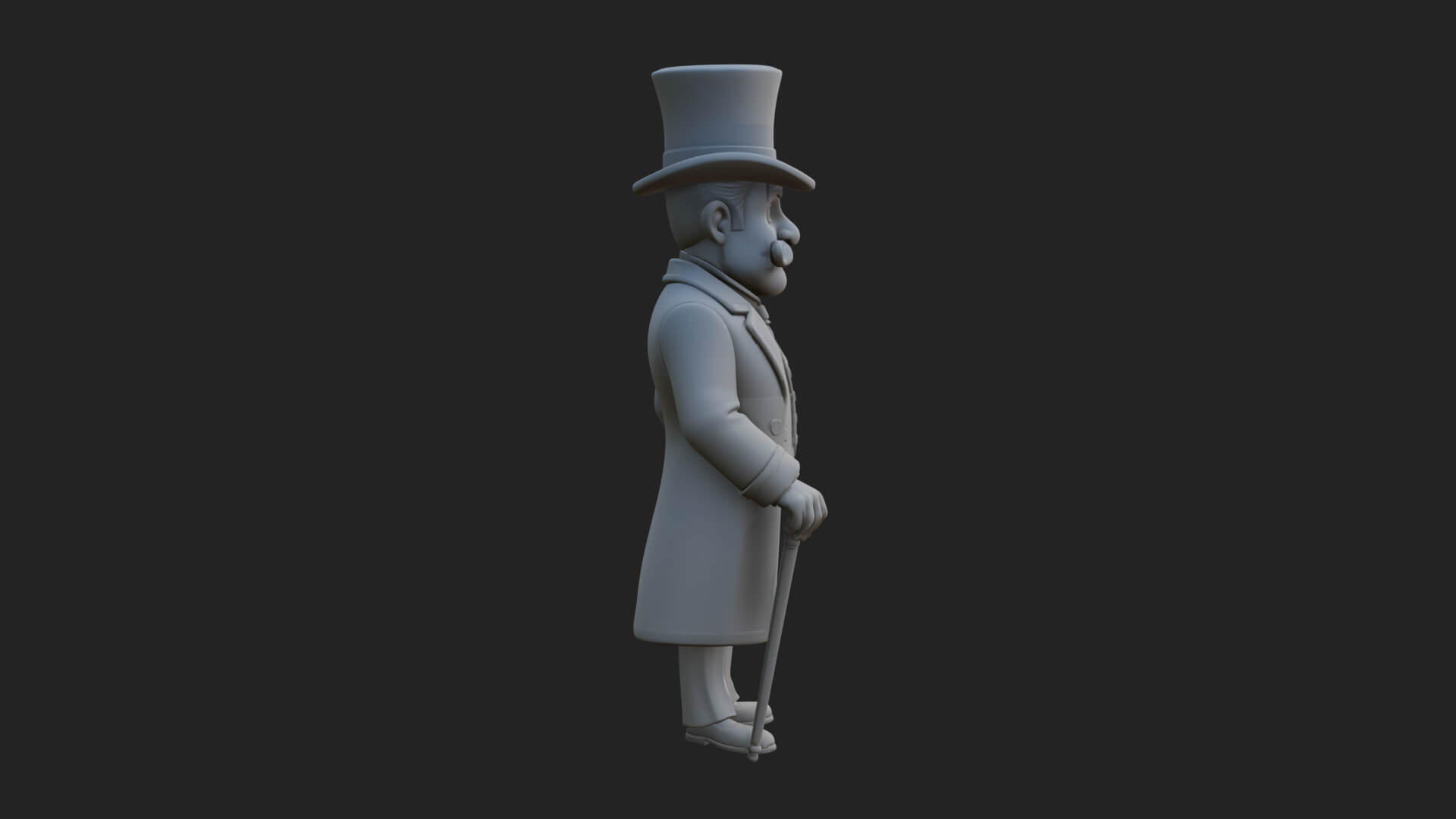 Top Hat Gentleman Statue Design 3 3D Print Model 3D Model