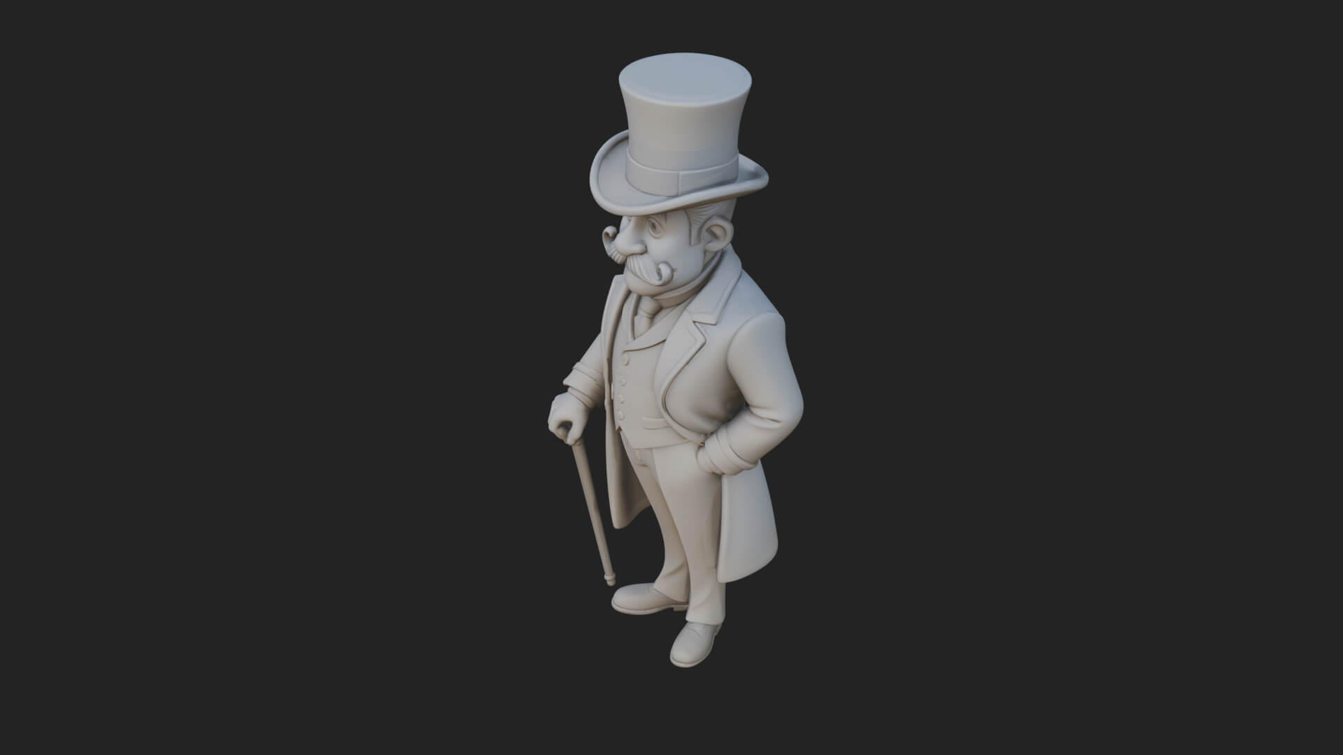 Top Hat Gentleman Statue Design 3 3D Print Model 3D Model