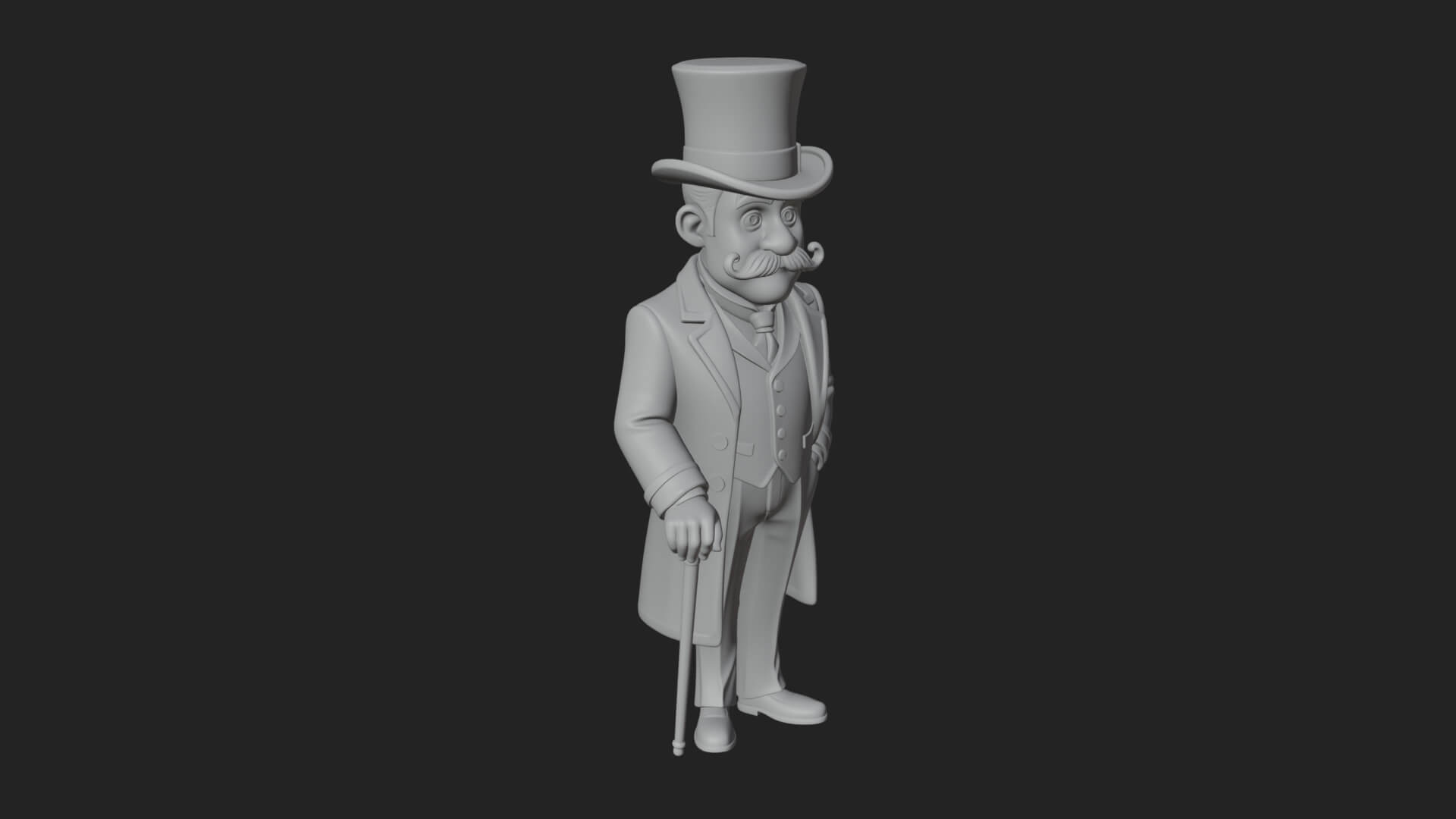 Top Hat Gentleman Statue Design 3 3D Print Model 3D Model