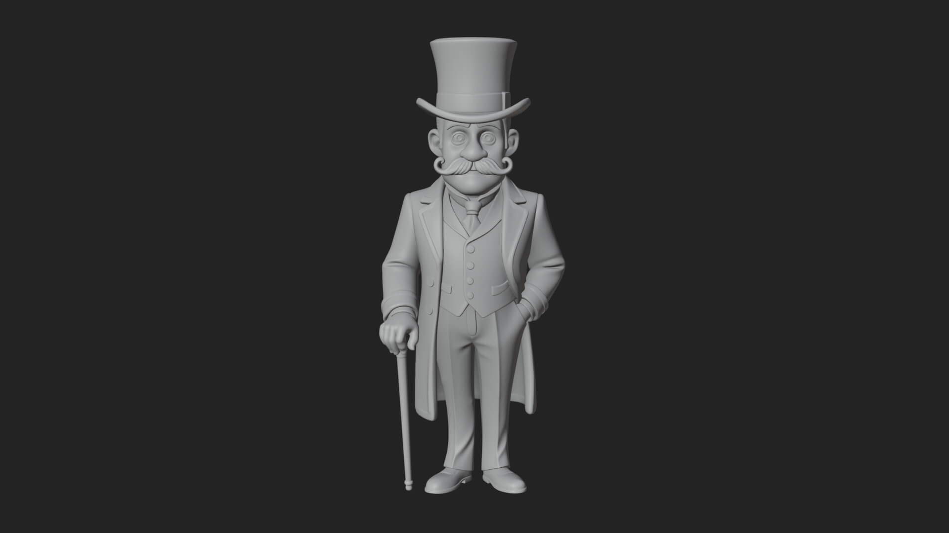 Top Hat Gentleman Statue Design 3 3D Print Model 3D Model