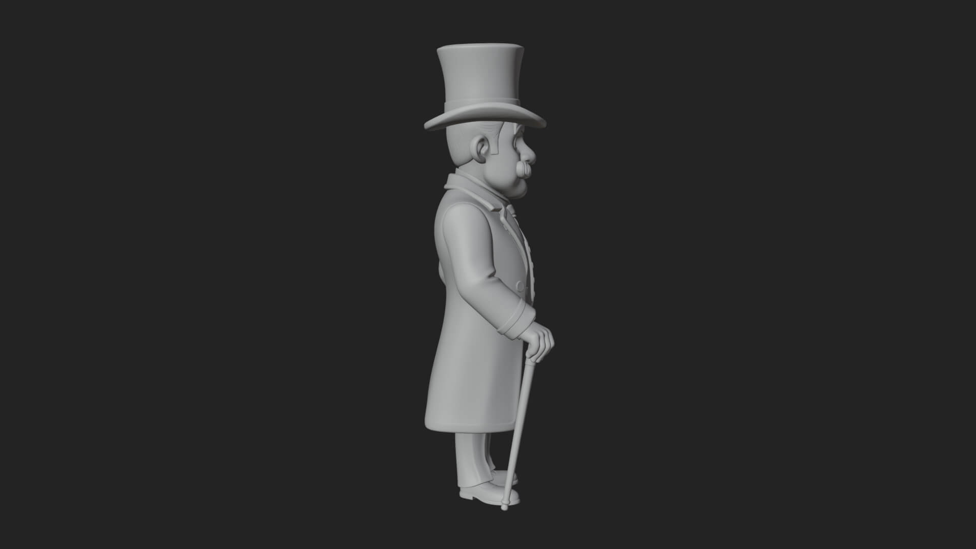 Top Hat Gentleman Statue Design 3 3D Print Model 3D Model