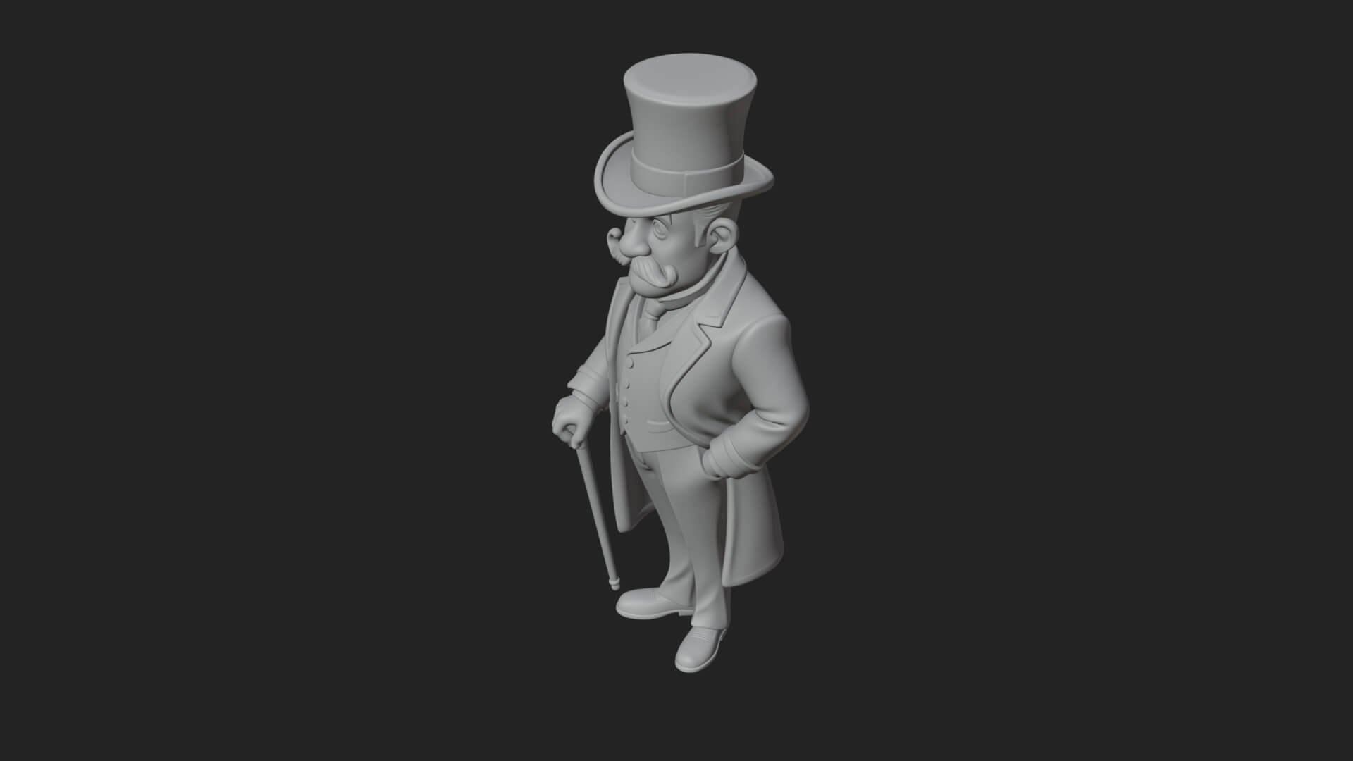 Top Hat Gentleman Statue Design 3 3D Print Model 3D Model